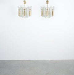 Kalmar Chandelier Semi Flush Mounts Pair Lipizza Glass Lamps, Austria