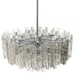 Mid-Century Modern Chandelier 'Soria' by Kalmar, Ice Glass Nickel, 1970, 1 of 3