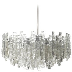 Mid-Century Modern Chandelier 'Soria' by Kalmar, Ice Glass Nickel, 1970, 1 of 3