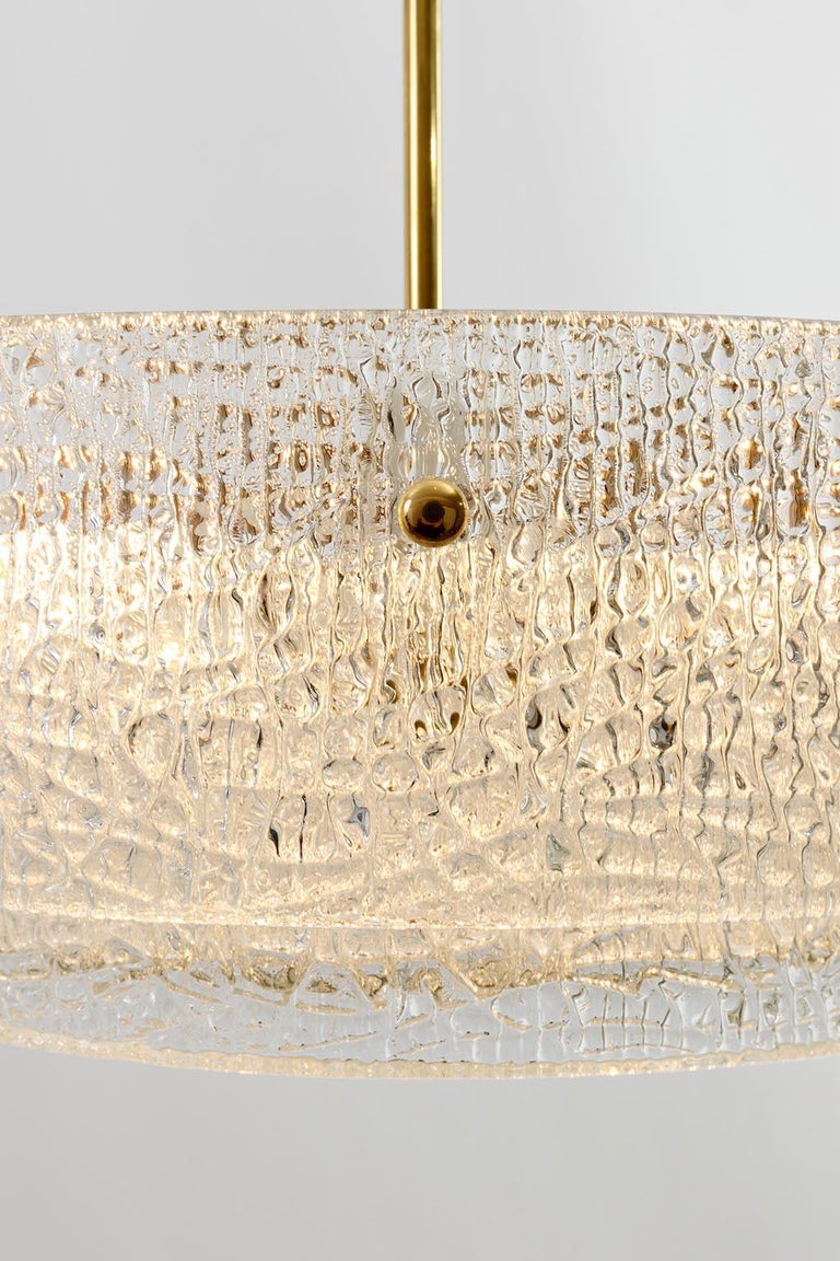 Kalmar Chandelier, Textured Glass and Brass, 1960 at 1stdibs