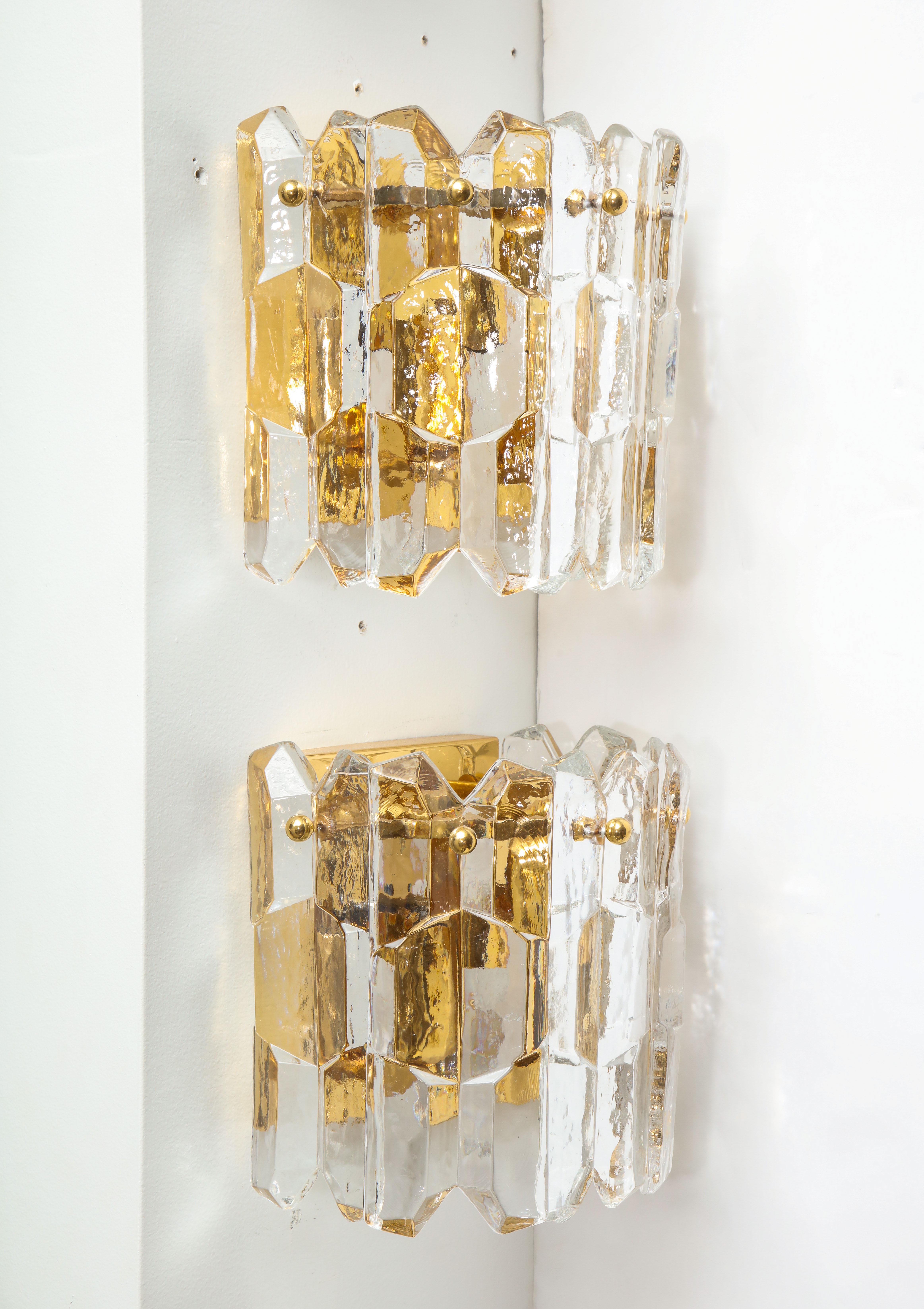 Kalmar Chiseled Glass Sconces In Good Condition In New York, NY