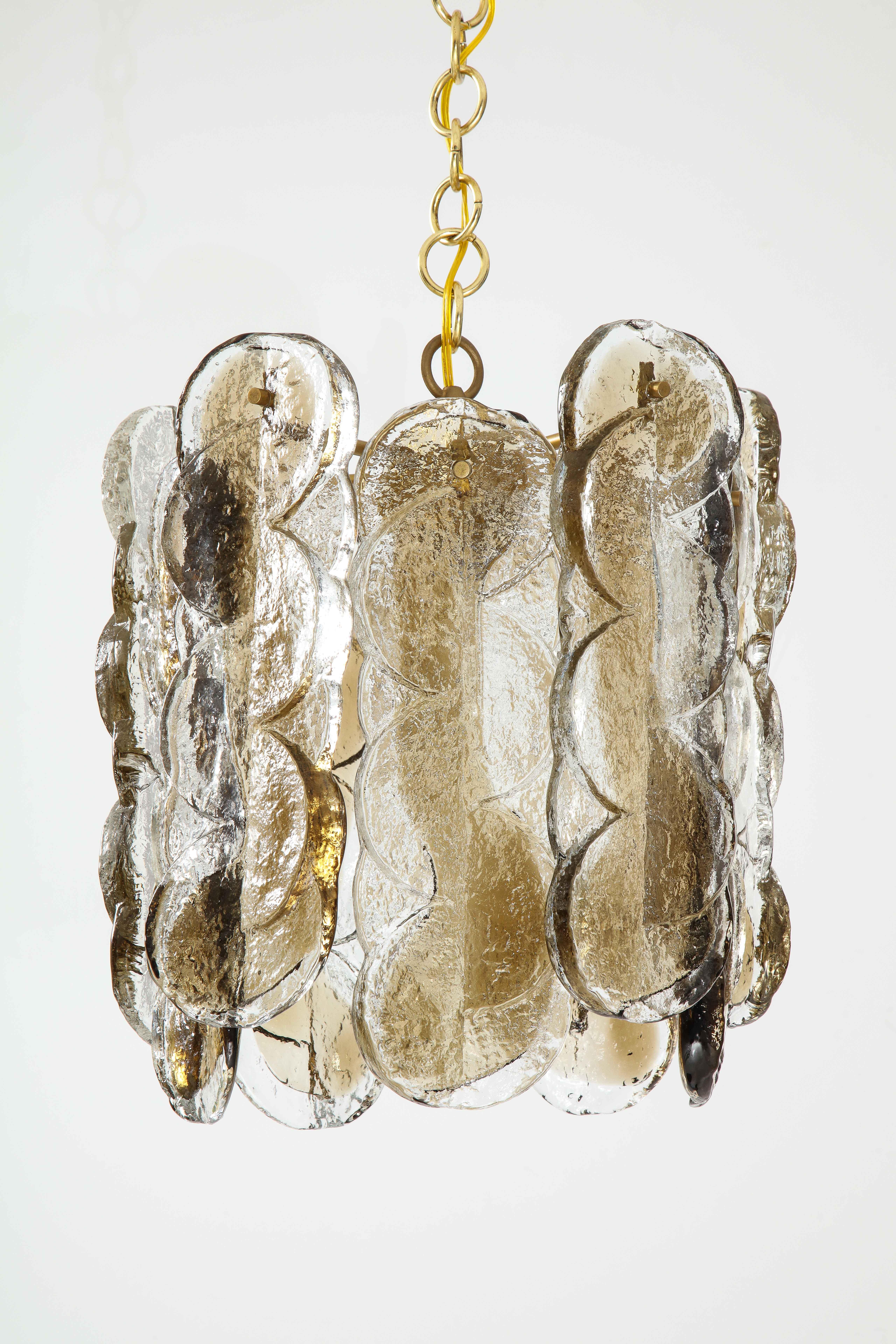 Mid-Century Modern Kalmar Clear and Amber Glass Chandelier For Sale