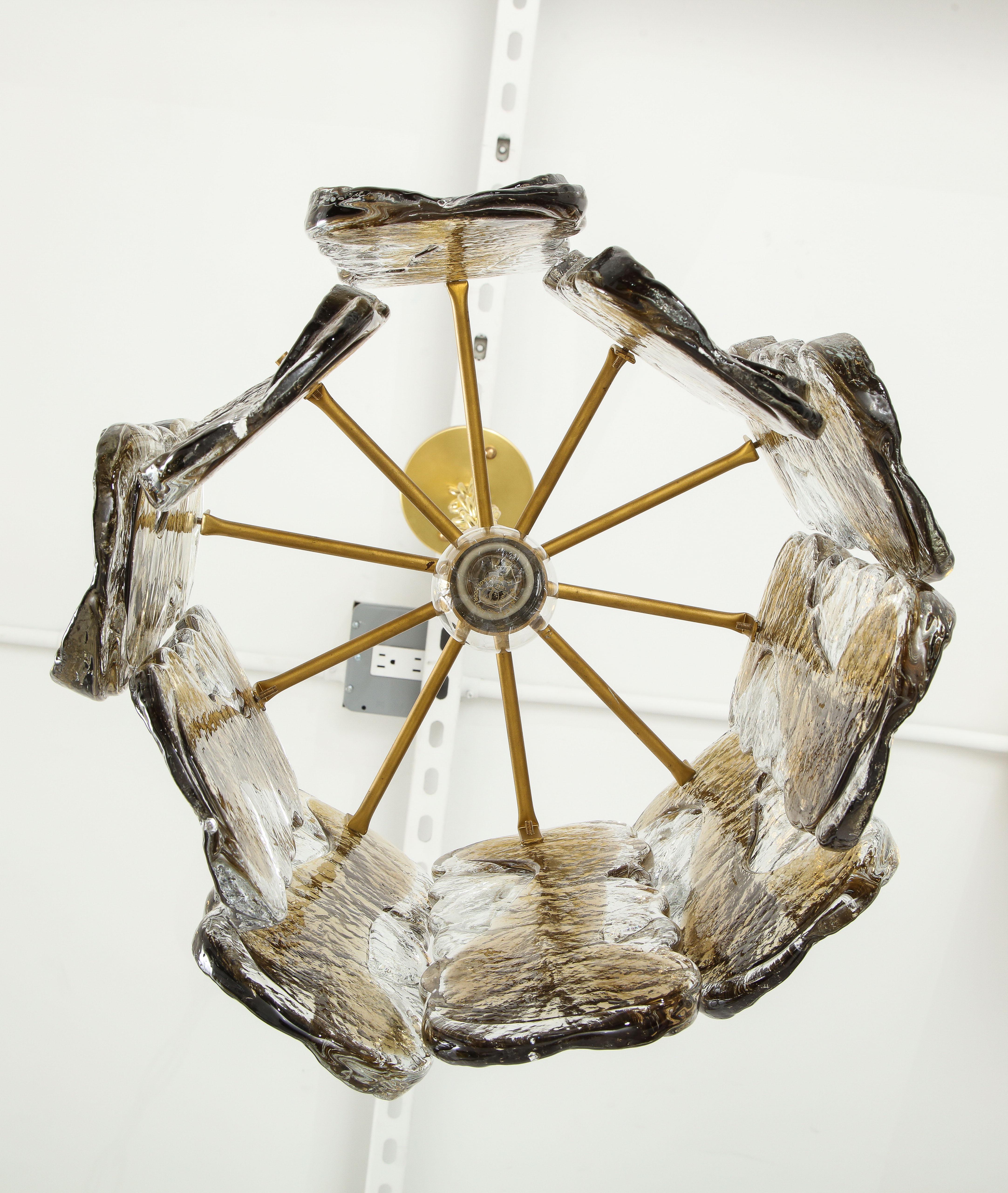 Late 20th Century Kalmar Clear and Amber Glass Chandelier For Sale