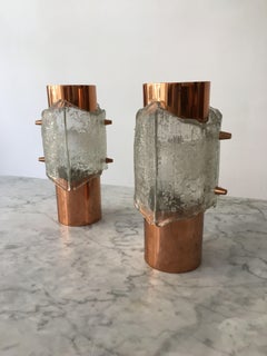 Kalmar Copper Table Nightstand Lamp, Pair, Austria, 1960s