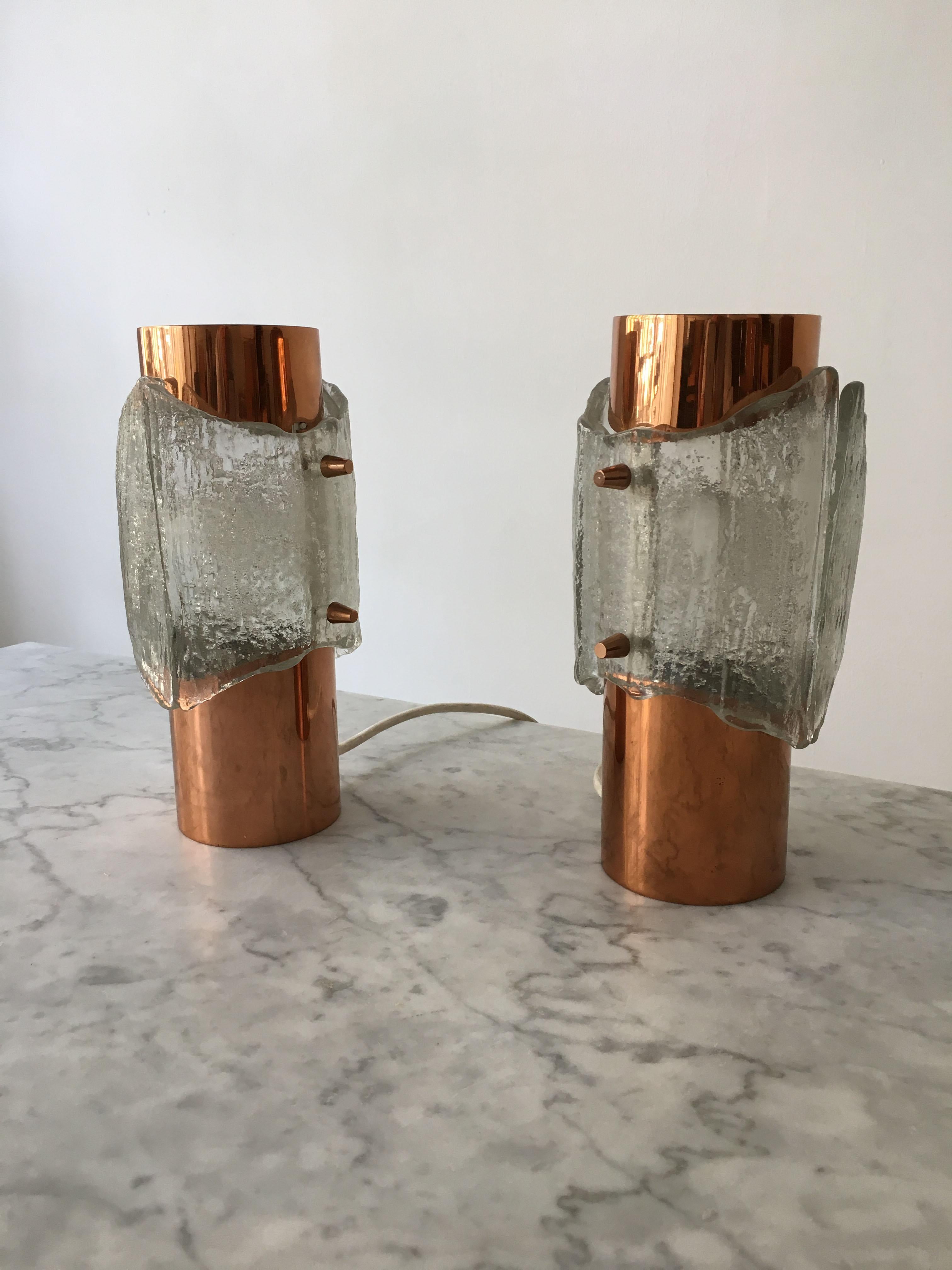 Mid-20th Century Kalmar Copper Table Nightstand Lamp, Pair, Austria, 1960s For Sale