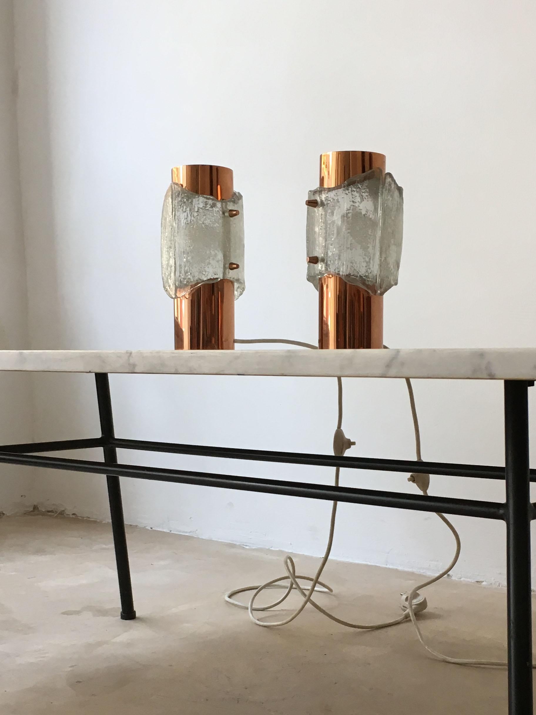 Kalmar Copper Table Nightstand Lamp, Pair, Austria, 1960s For Sale 2