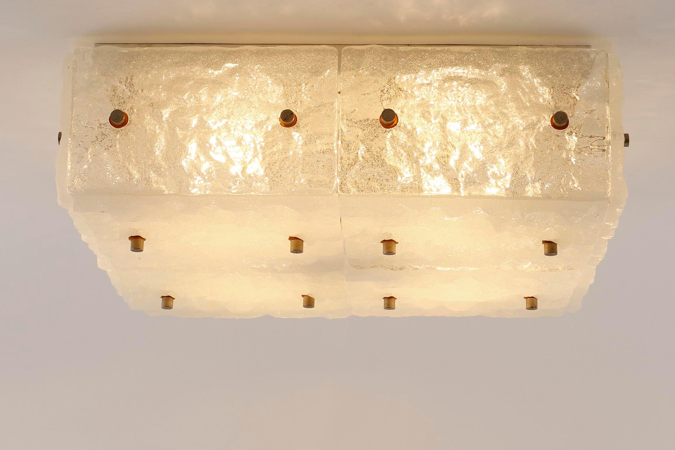 Kalmar 'Dachstein' Glass Flush Mount Light or Sconce, 1970 1