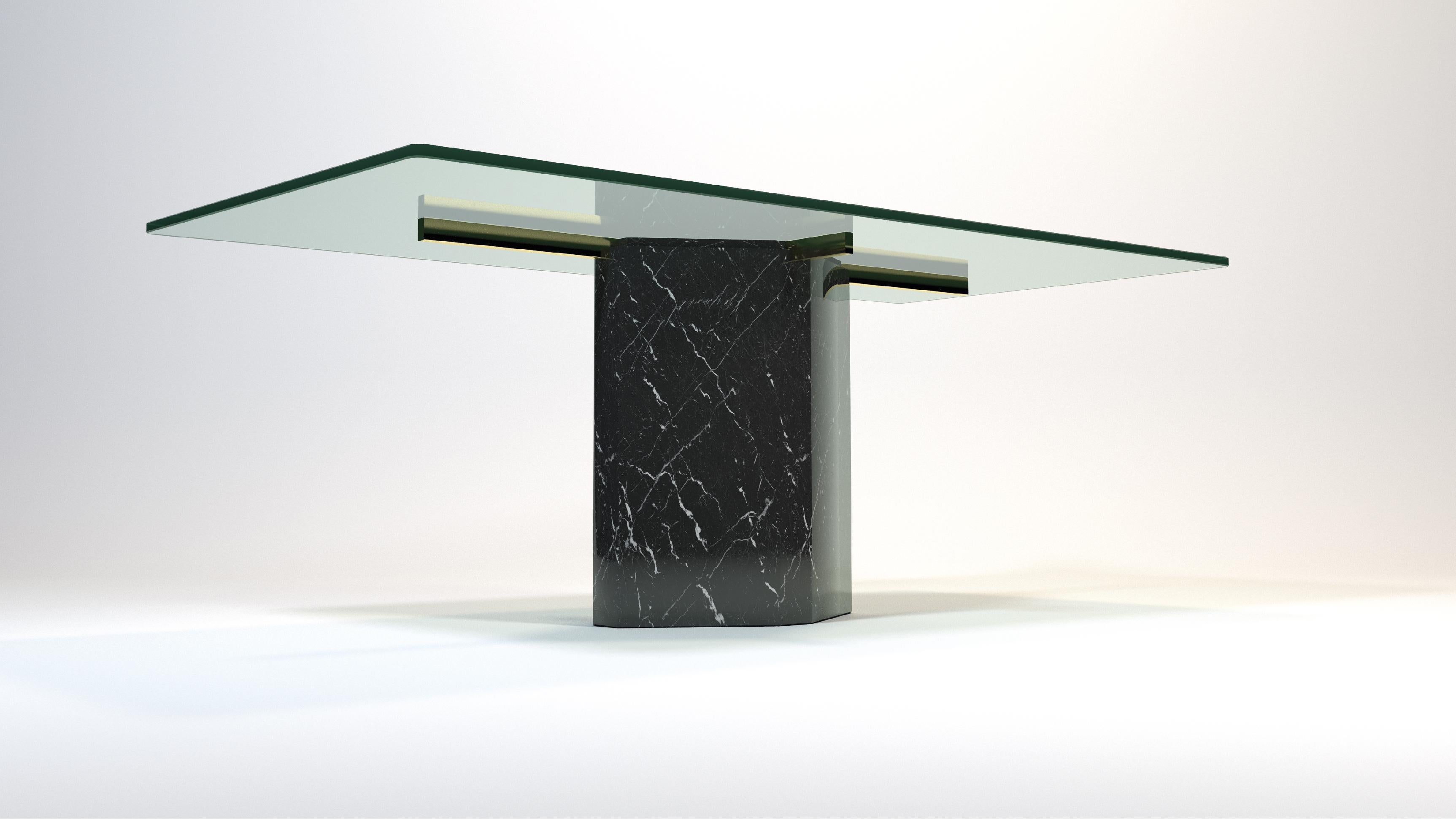 Spanish Kalmar Dining Table Black Marble & Brass Joaquín Moll Modern Design in Stock For Sale