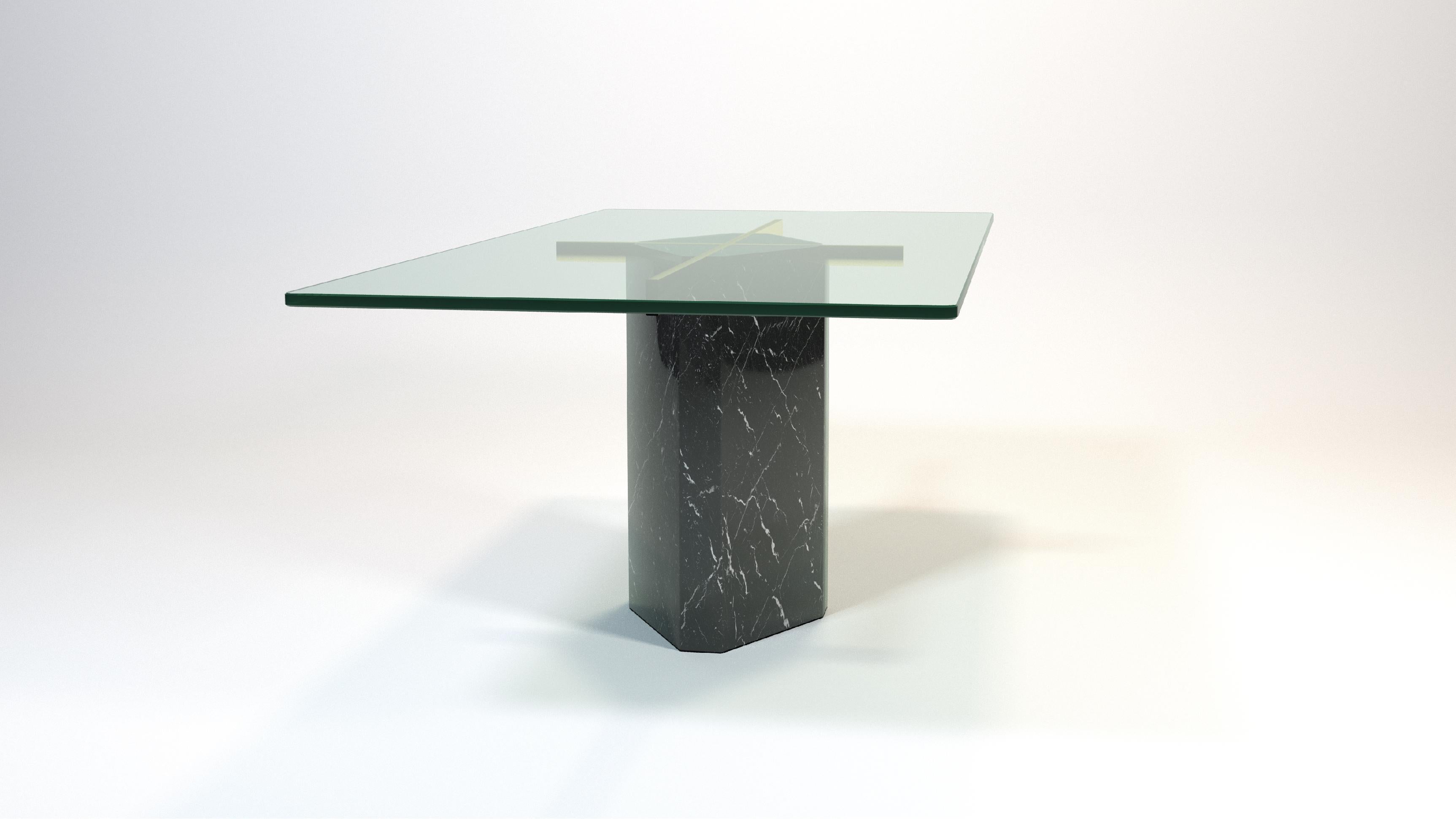 Hand-Crafted Kalmar Dining Table Black Marble & Brass Joaquín Moll Modern Design in Stock For Sale