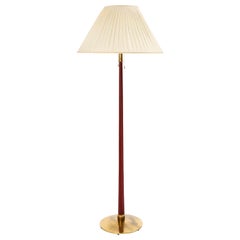 Kalmar Floor Lamp, Brass Red Venini Murano Glass Rod Stand, 1960s