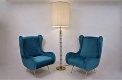 Kalmar Floor Lamp Brutalist Glass and Brass, circa 1970s, German
