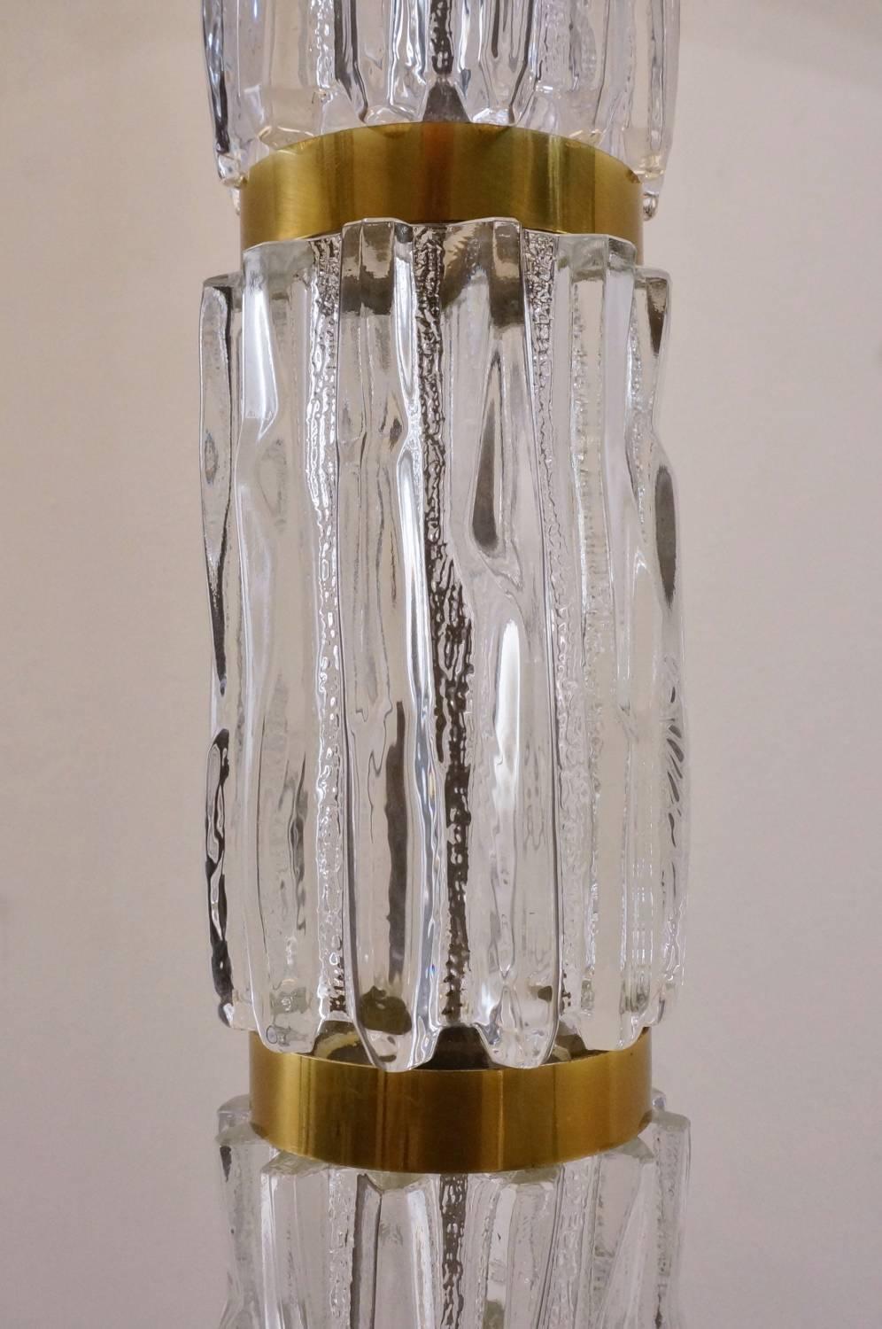 Kalmar Floor Lamp Brutalist Glass and Brass, circa 1970s, German In Good Condition In London, GB