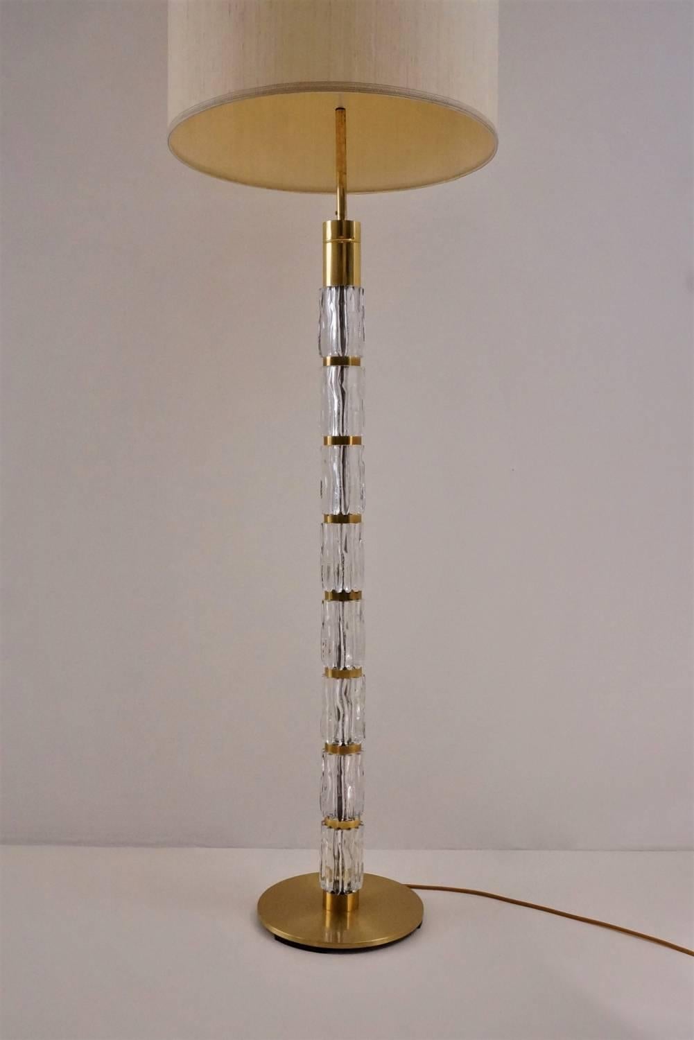 Late 20th Century Kalmar Floor Lamp Brutalist Glass and Brass, circa 1970s, German