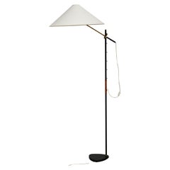 Kalmar Floor Lamp 'Pelican' Mod. 2097, Height Adjustable, Brass Black Iron, 1960