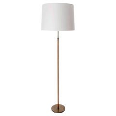 Kalmar Floor Lamp 'Telescope', Patinated Brass Leather, Height Adjustable, 1960