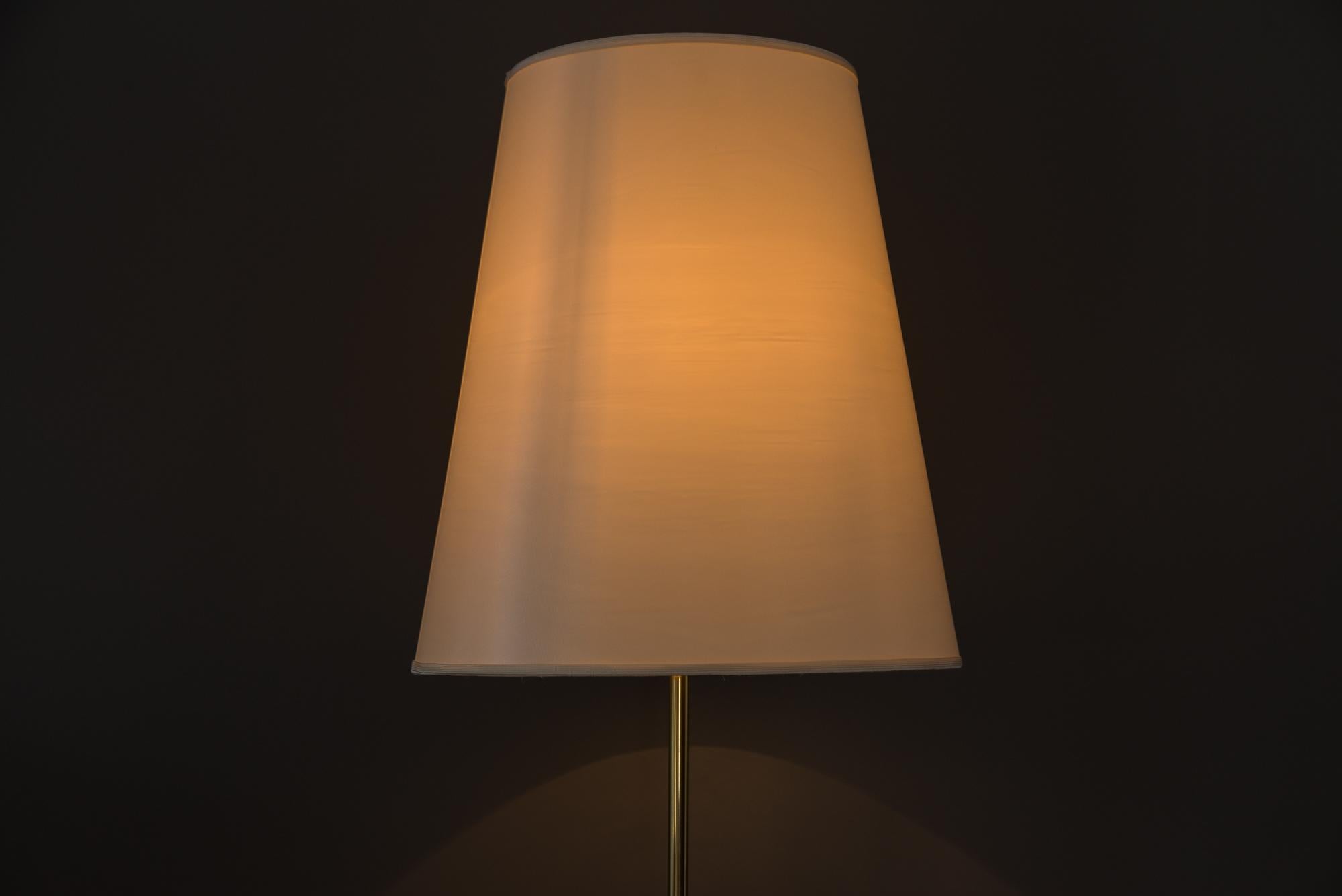 Brass Kalmar Floor Lamp with Fabric Shade, circa 1950s