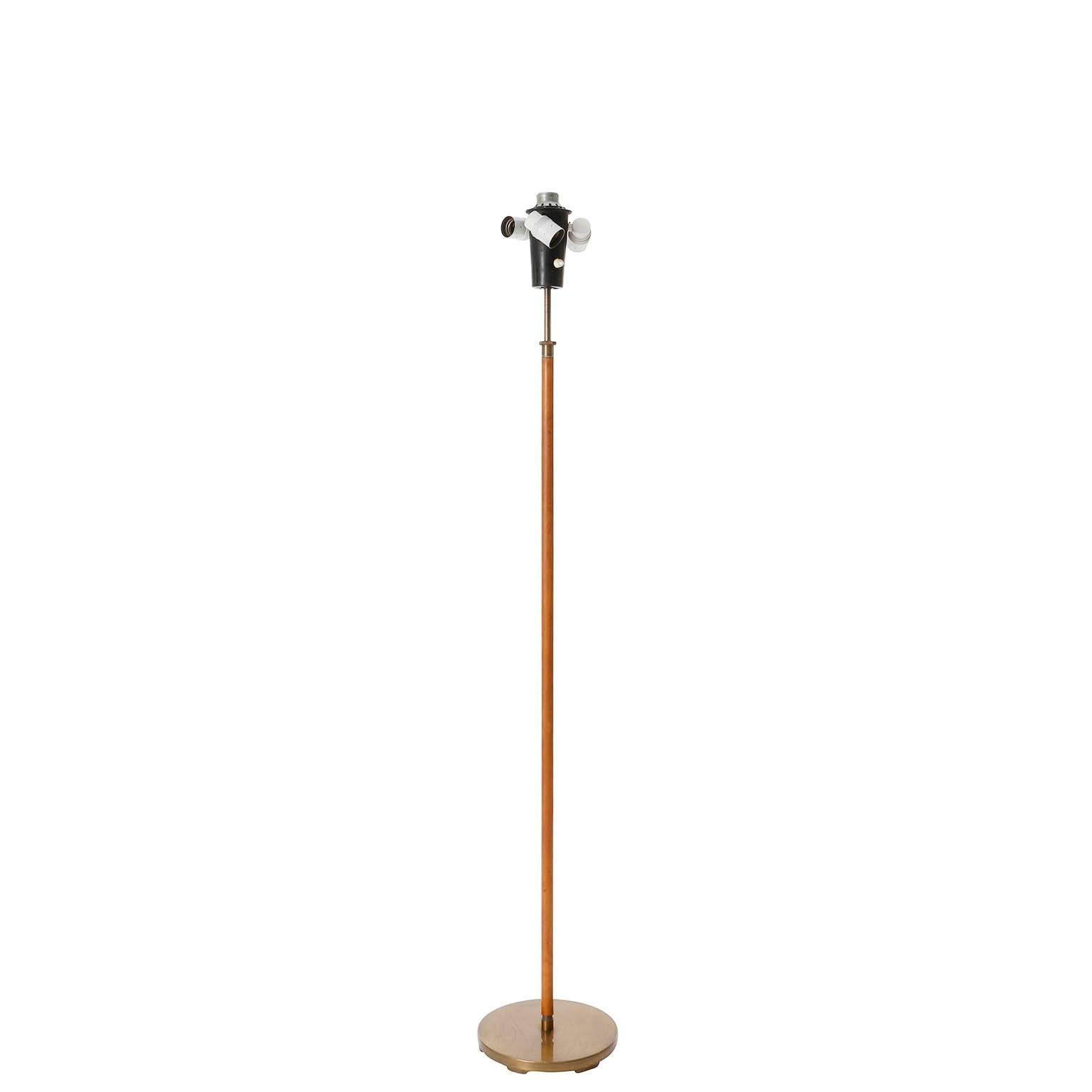 Mid-20th Century Kalmar Floor Lamps 'Telescope', Patinated Brass Leather, Height Adjustable, 1960