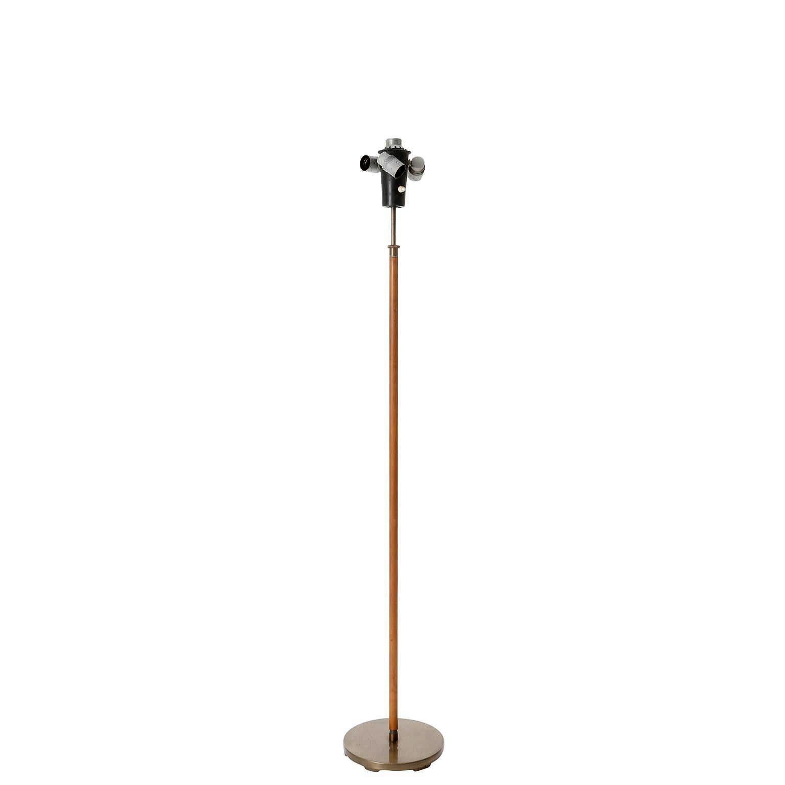 Kalmar Floor Lamps 'Telescope', Patinated Brass Leather, Height Adjustable, 1960 For Sale 1