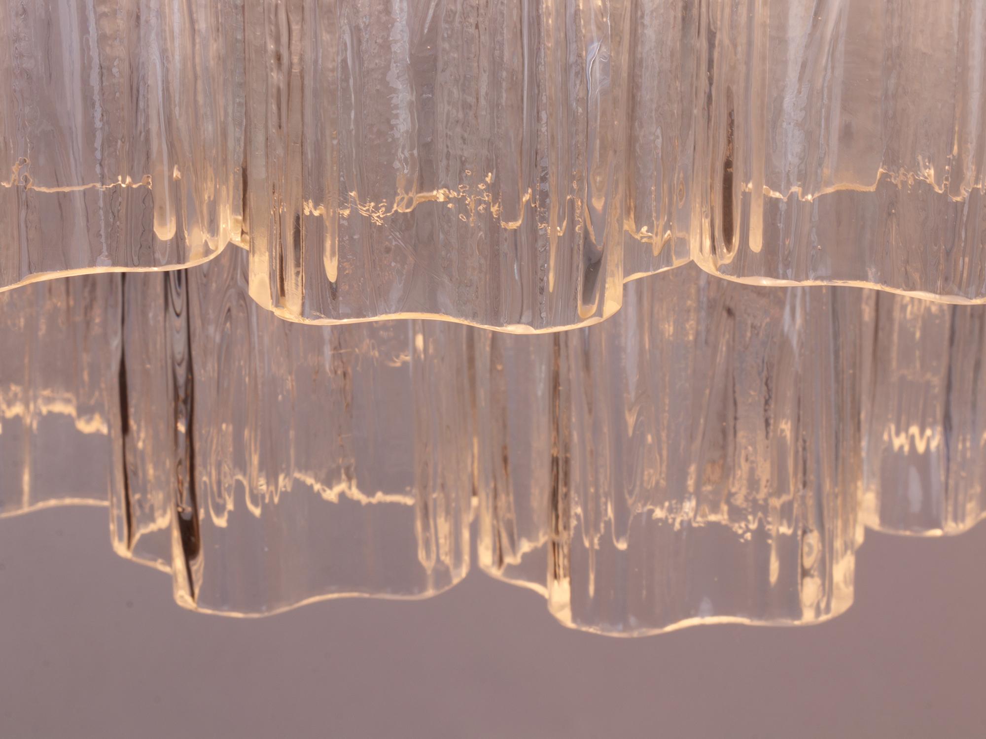 Kalmar Flush Mount Ceiling Light with Venini Tronchi Murano Glass & Brass, 1960s For Sale 2