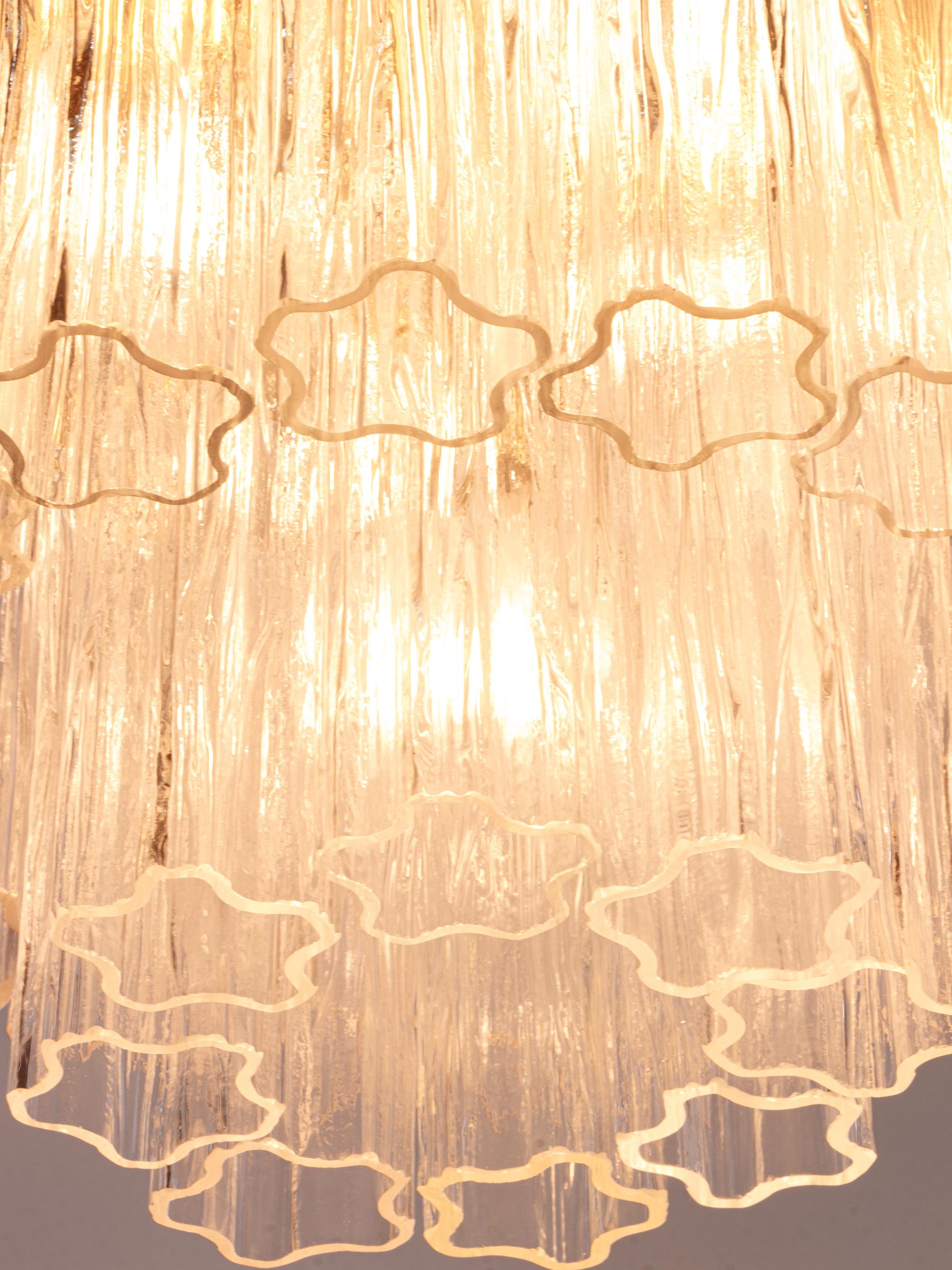 Kalmar Flush Mount Ceiling Light with Venini Tronchi Murano Glass & Brass, 1960s For Sale 3