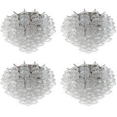 Kalmar Flush Mount Light Fixture 'Pagoda', Glass Nickel, 1970, One of Four