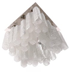 Kalmar Flush Mount Light 'Granada', Opal Ice Glass Nickel, 1970, One of Eight