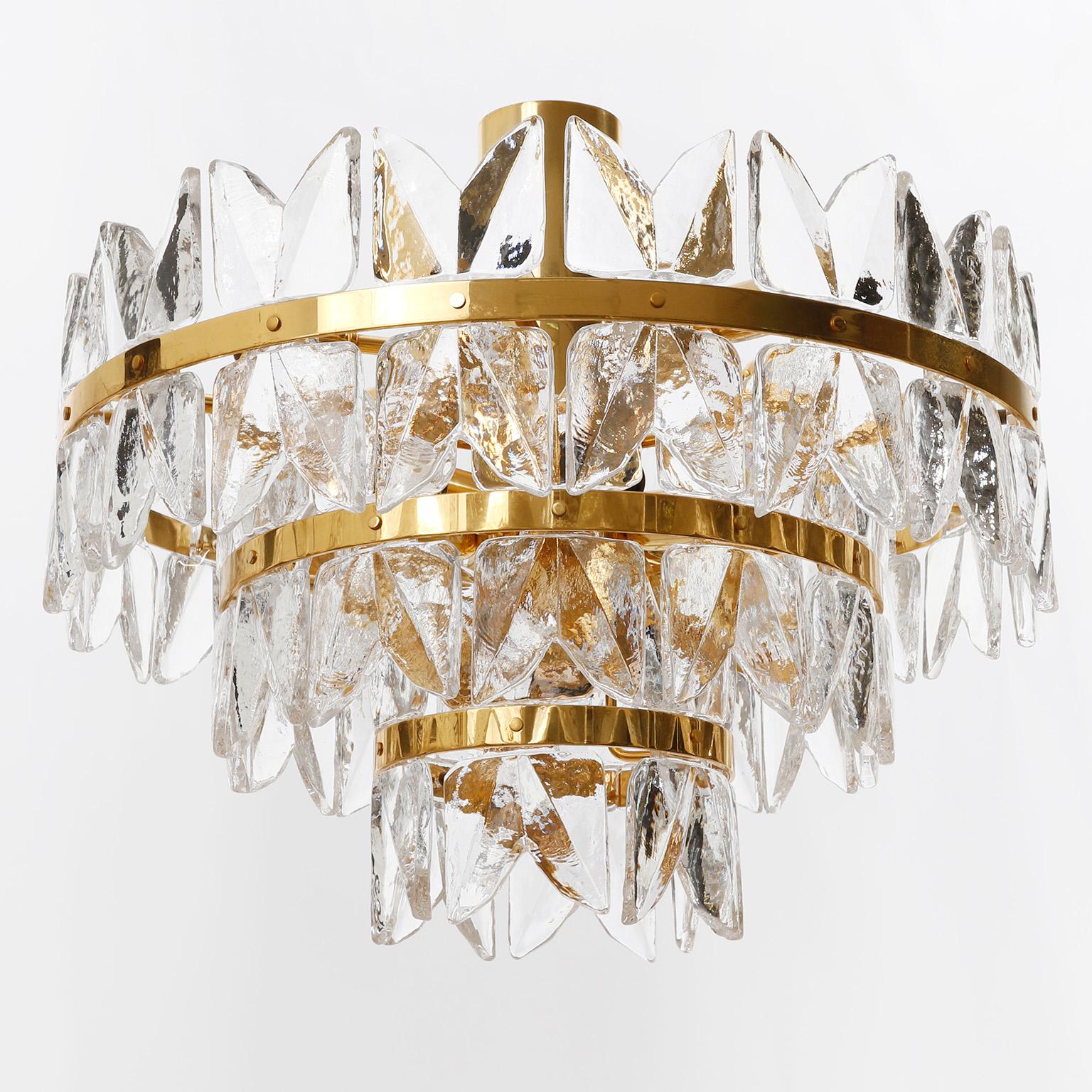 Dorato Kalmar Lighting a incasso modello 'Corina', ottone dorato e vetro trasparente, anni '70 in vendita