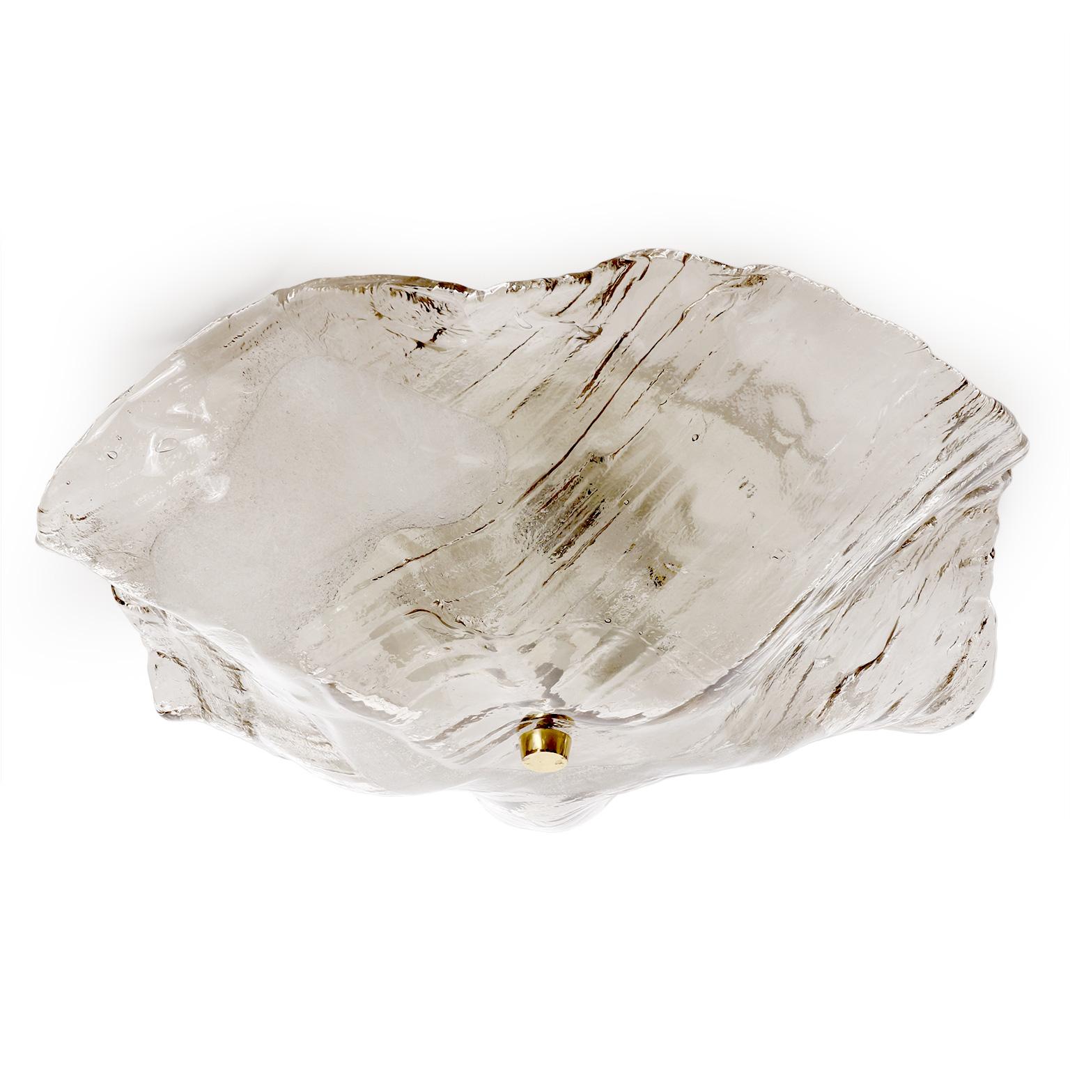 Mid-Century Modern Lampe encastrée Kalmar, verre de Murano texturé organique, 1970 en vente