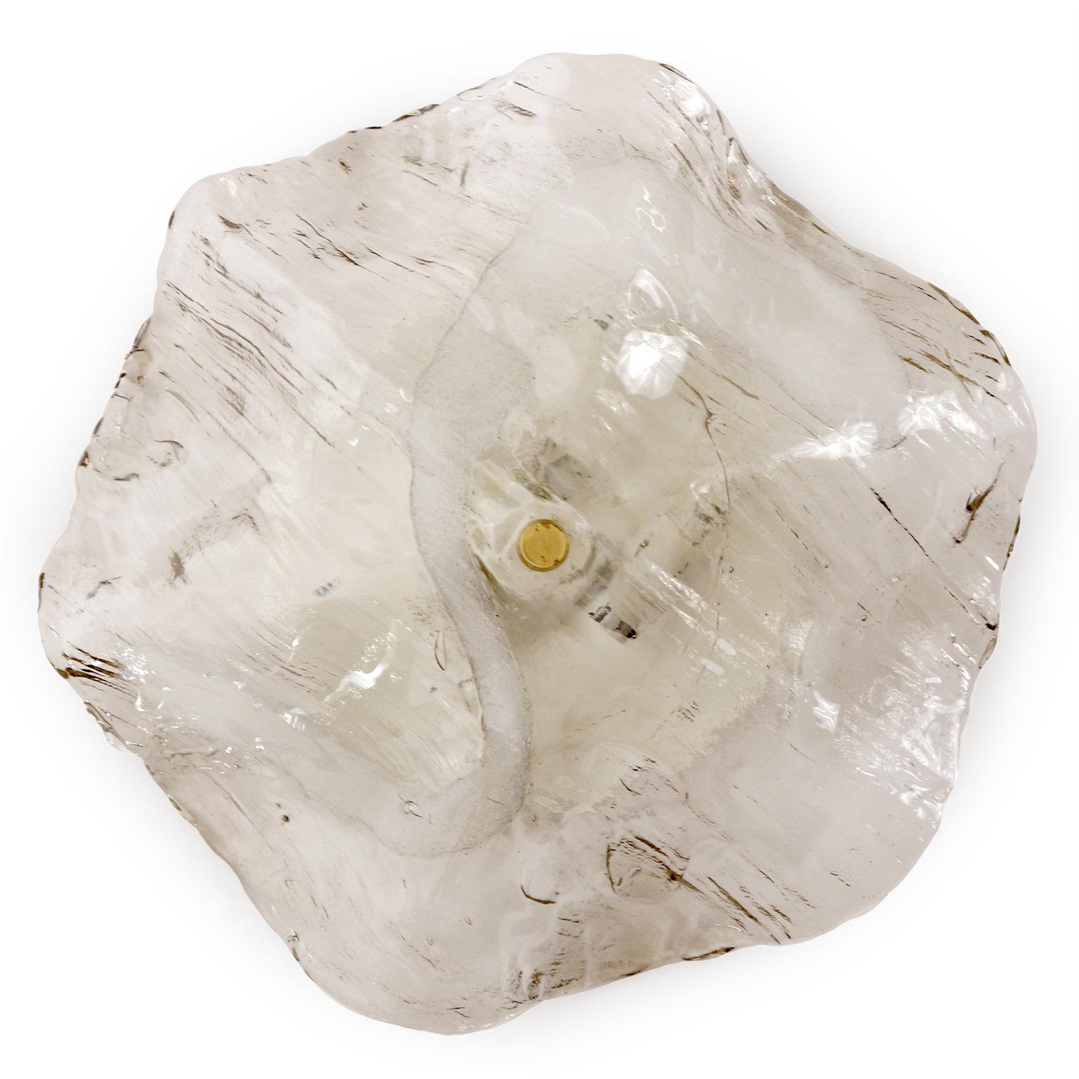 Émaillé Lampe encastrée Kalmar, verre de Murano texturé organique, 1970 en vente