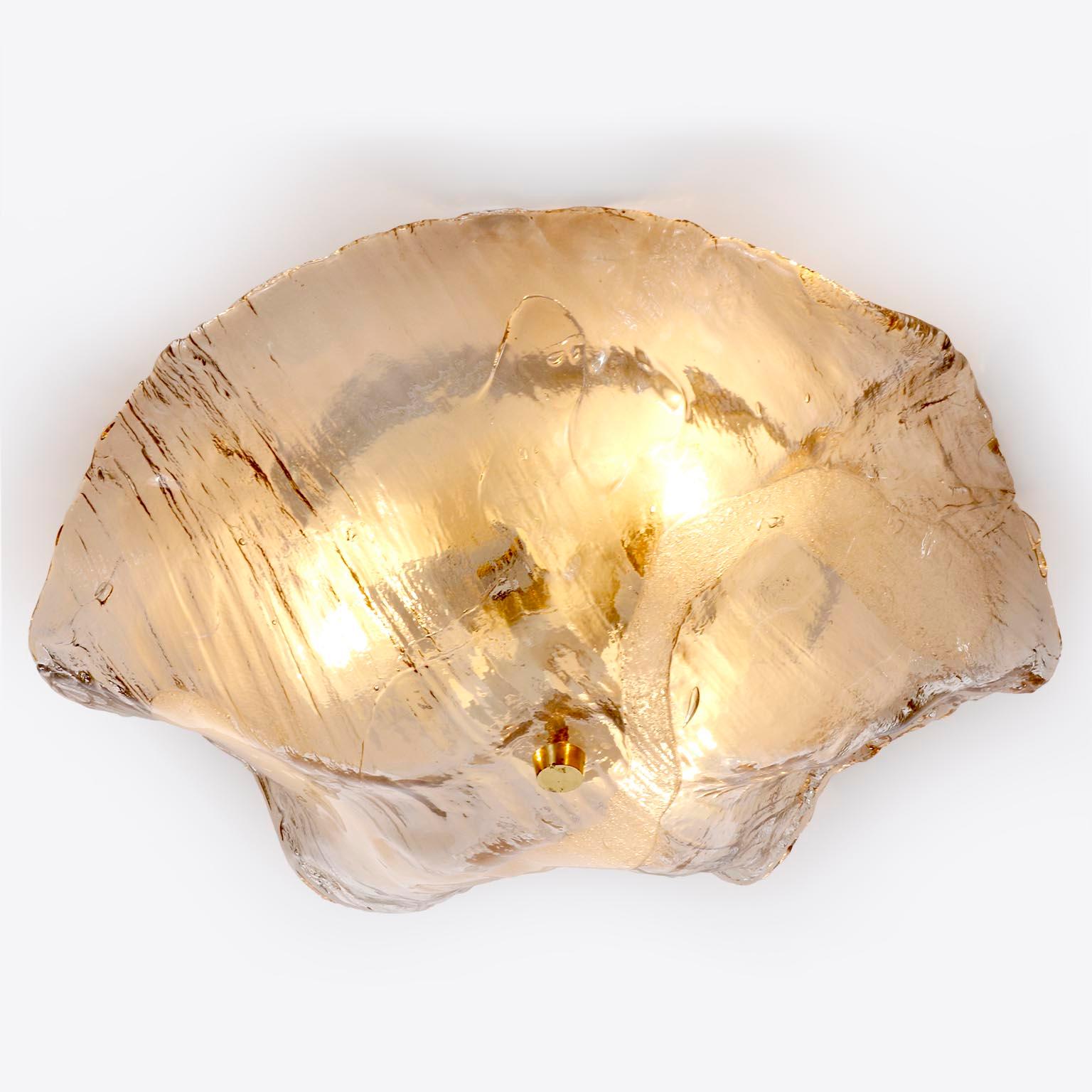 Fin du 20e siècle Lampe encastrée Kalmar, verre de Murano texturé organique, 1970 en vente