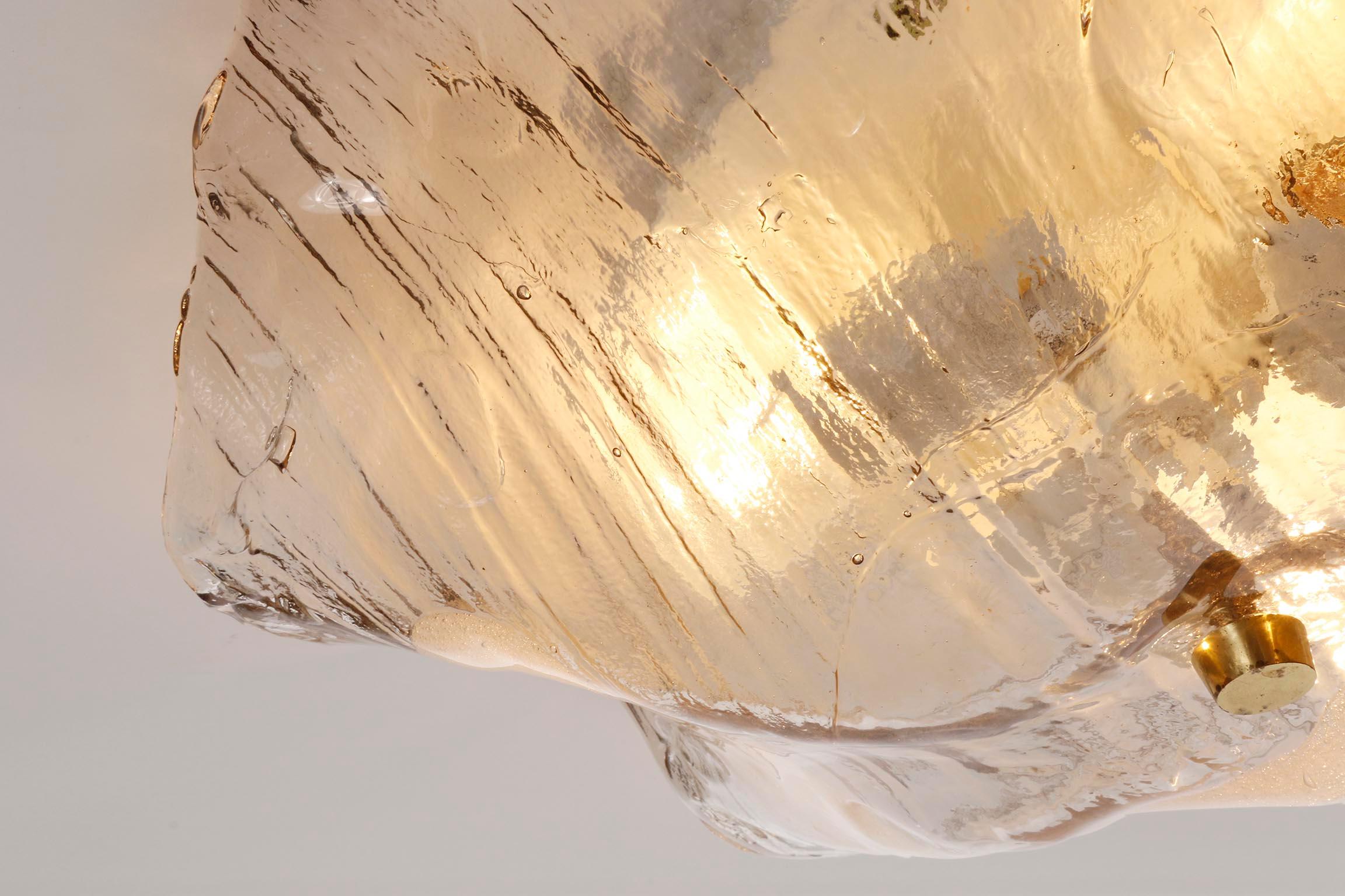 Lampe encastrée Kalmar, verre de Murano texturé organique, 1970 en vente 1