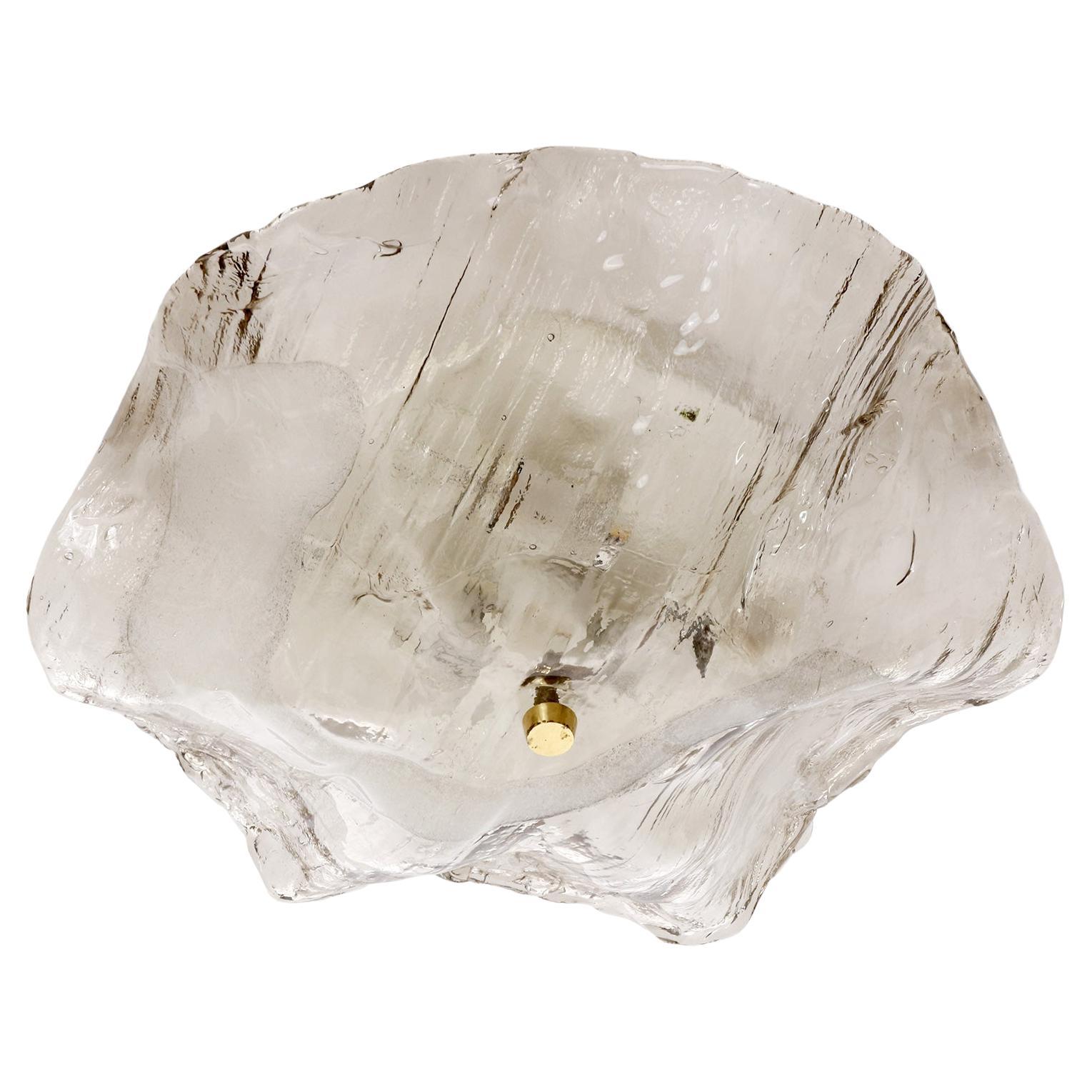 Kalmar Flush Mount Light, Organisch strukturiertes Murano Glas, 1970