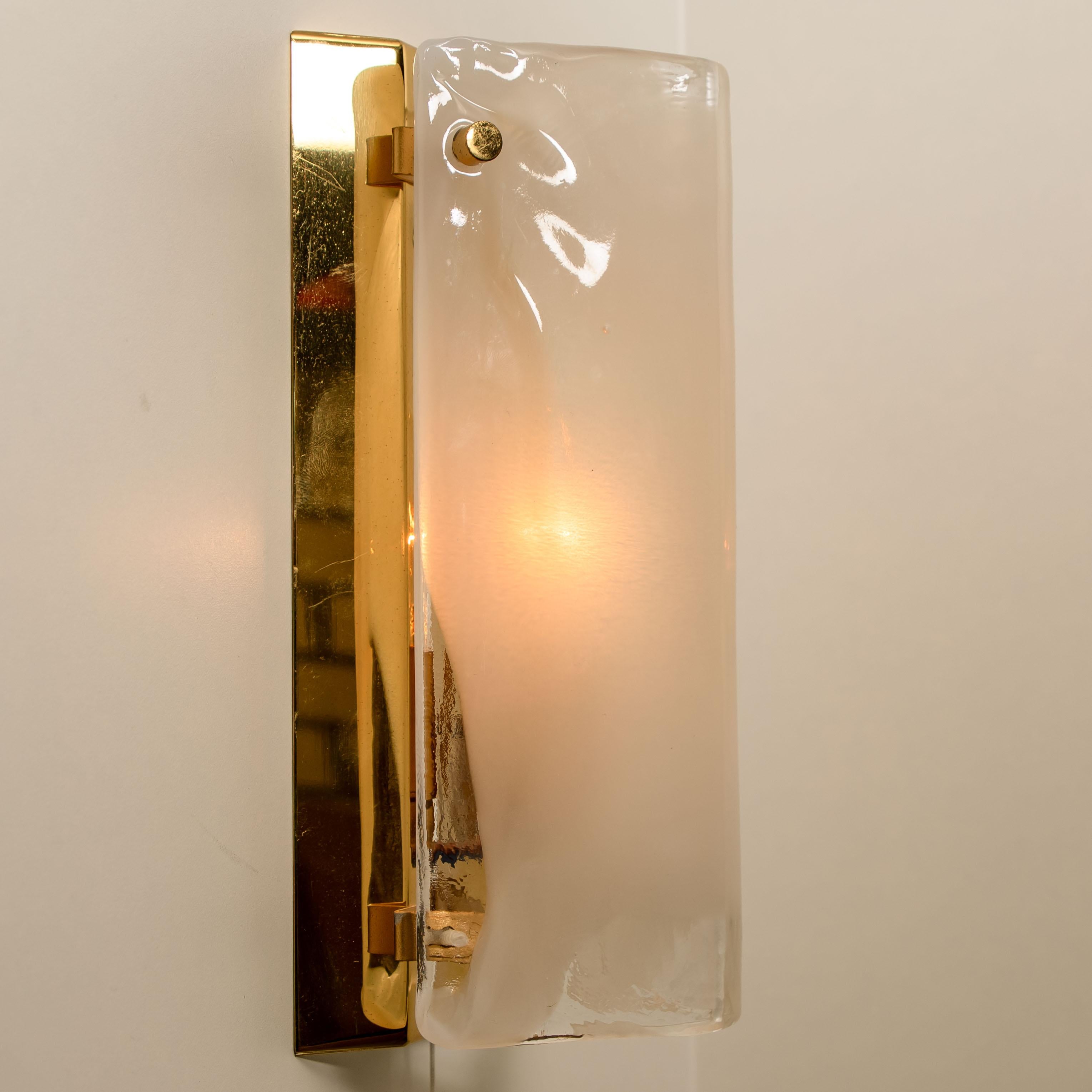 Kalmar wall lights Glass Brass, Austria , 1970 For Sale 8