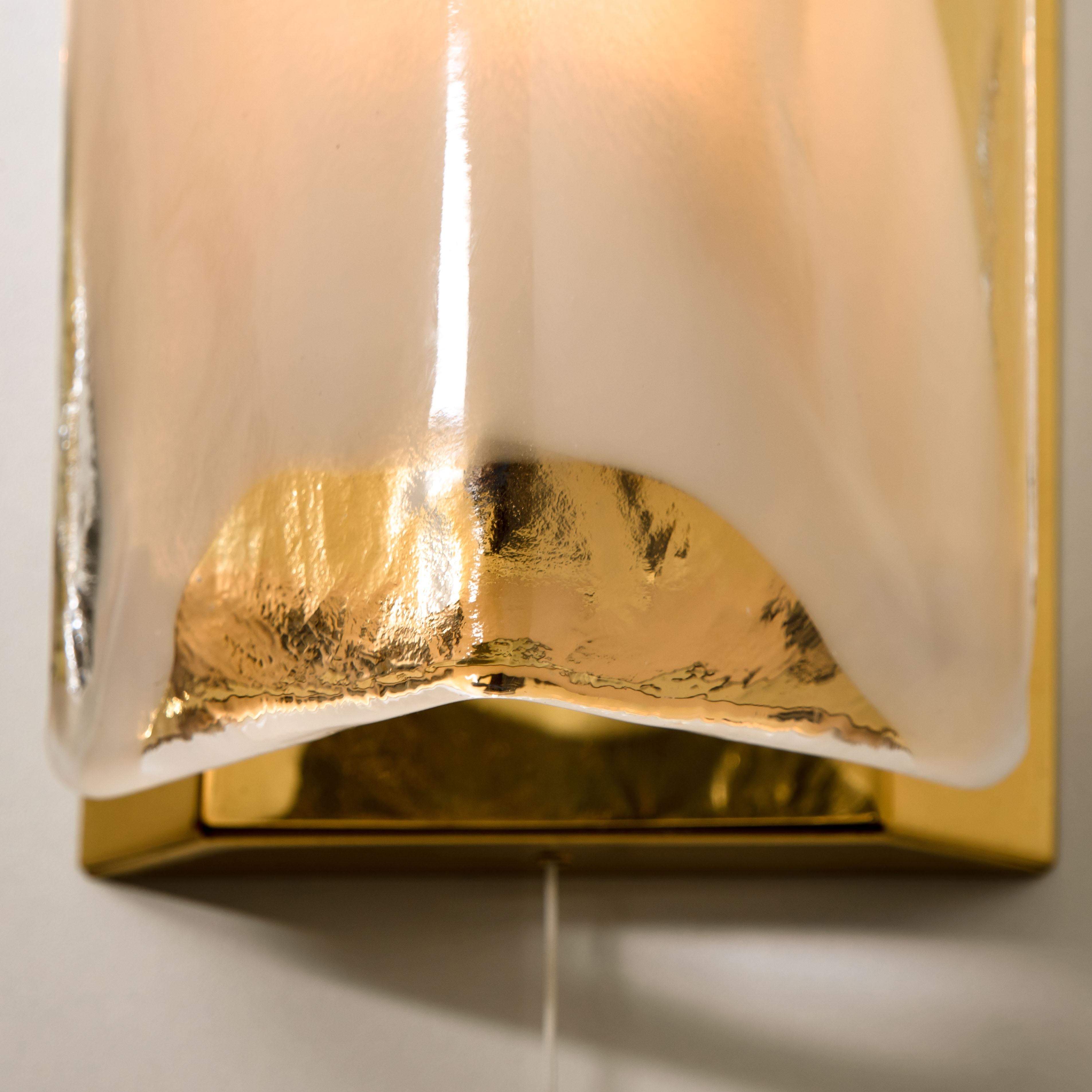 Austrian Kalmar wall lights Glass Brass, Austria , 1970 For Sale