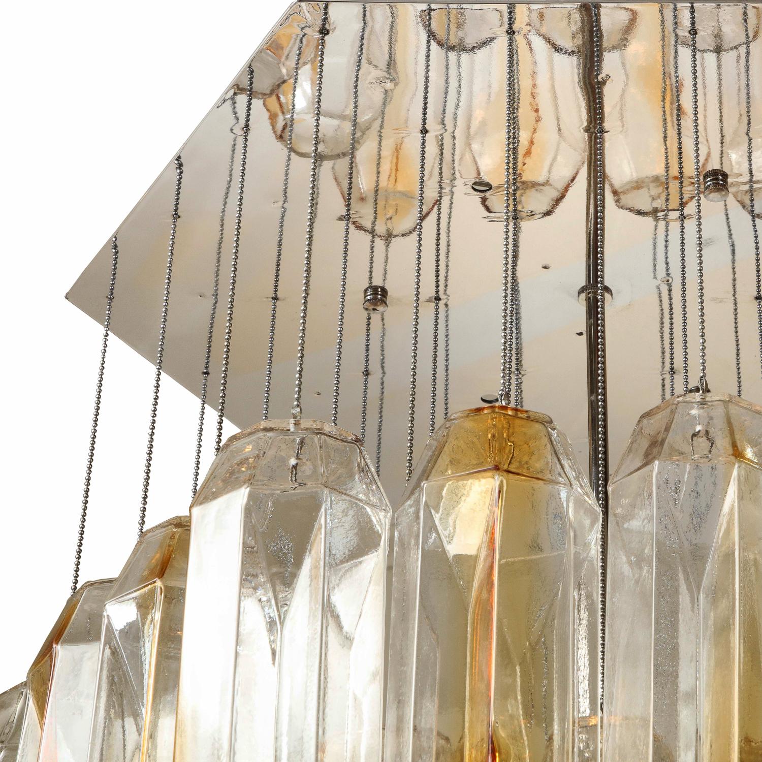 Mid-Century Modern Lustre Kalmar Franken en verre transparent et de forme ambrée en vente