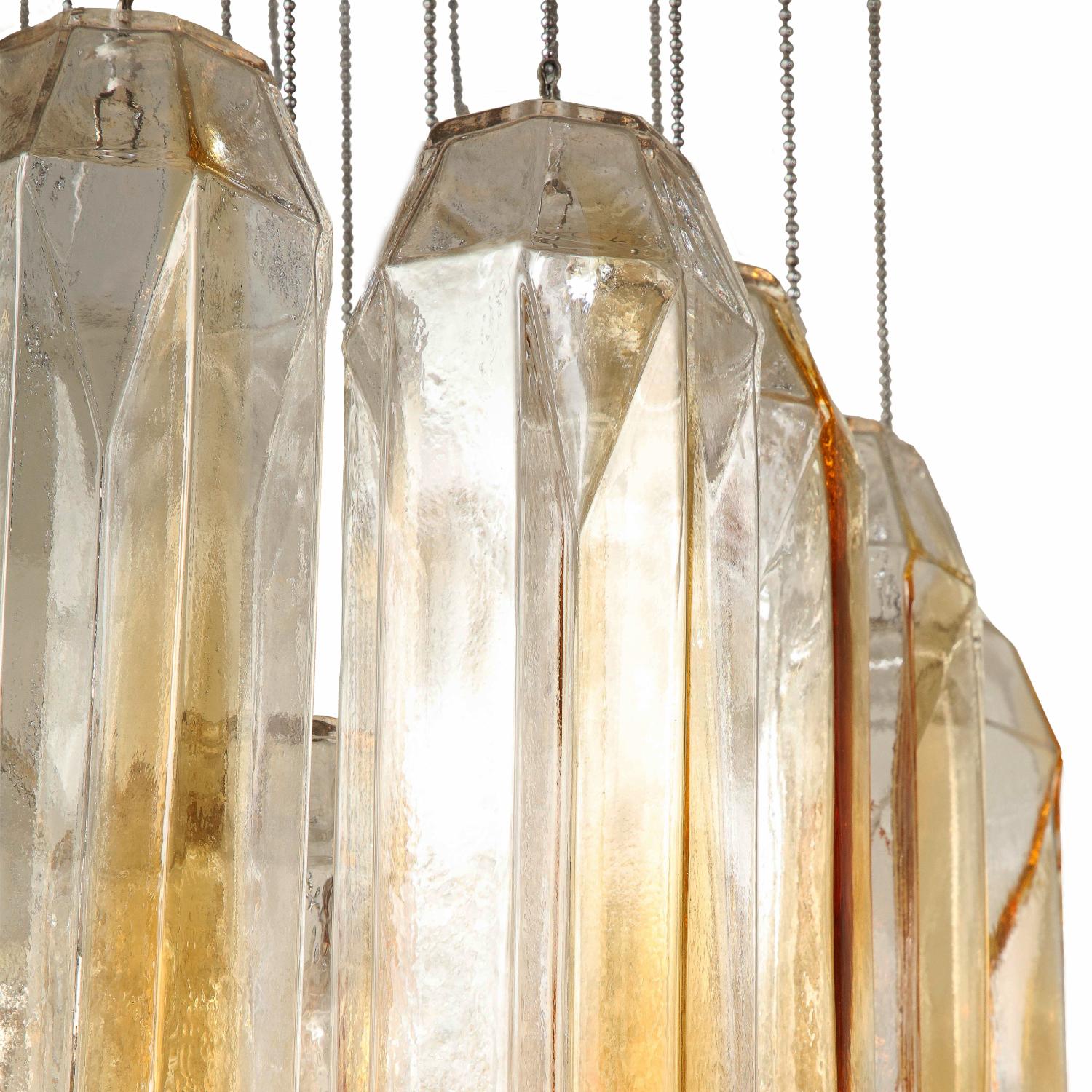 Hand-Crafted Kalmar Franken Clear and Amber Shaped Glass Chandelier For Sale