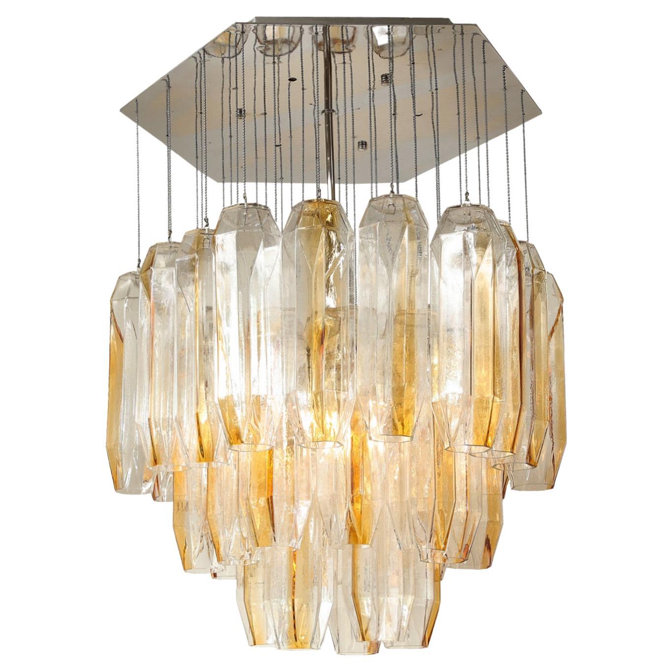 Lampadario in vetro trasparente e ambrato Kalmar Franken