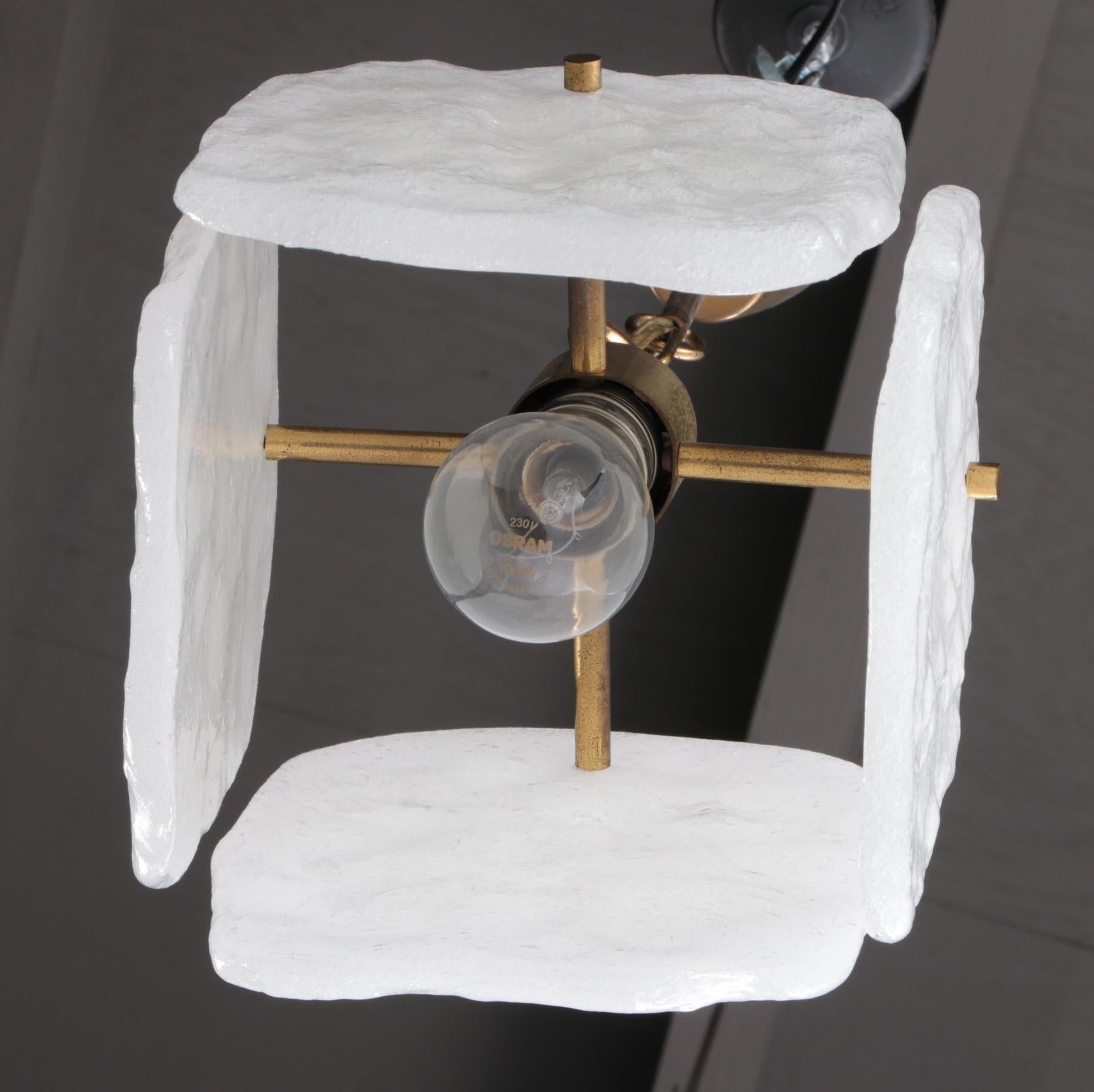 Kalmar Franken Hanging Lamp with Glass Ice Sheets, 1960s In Good Condition In Oostrum-Venray, NL
