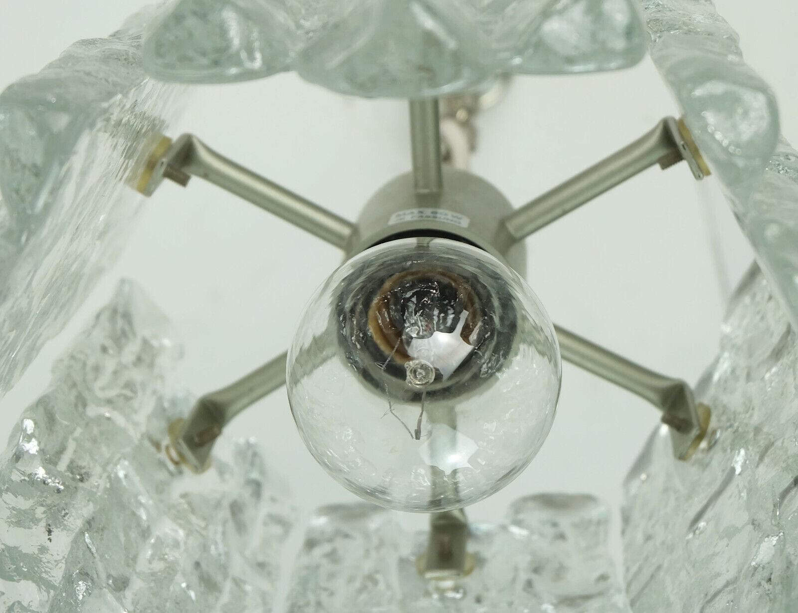 German kalmar franken mid century ice glass PENDANT LIGHT 1960s 70s