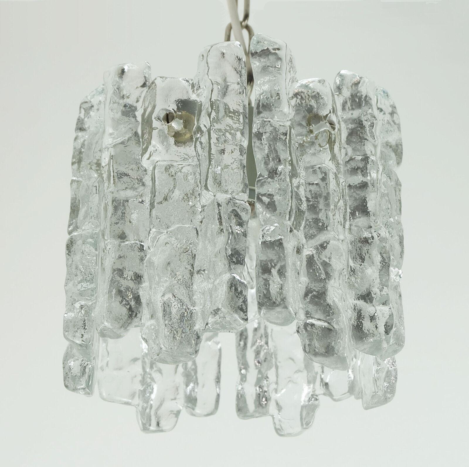 kalmar franken mid century ice glass PENDANT LIGHT 1960s 70s For Sale 1