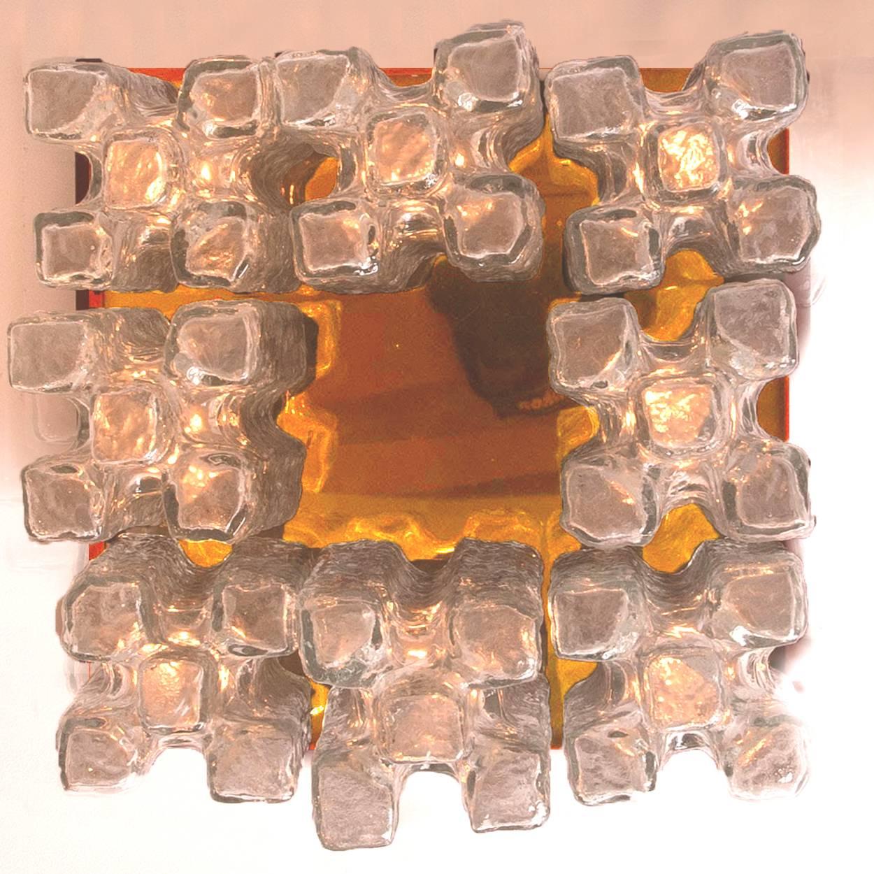 Kalmar Glass Brass Flushmount 