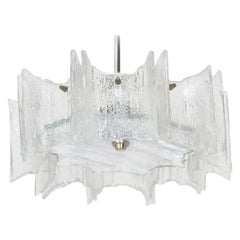 Kalmar Glass Chandelier Pendant Light Fixture, circa 1960