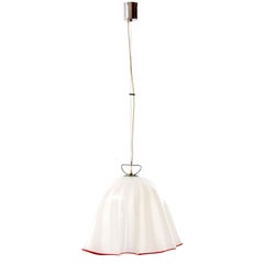 Kalmar Handkerchief Fazzoletto Pendant Light, Opaline Murano Glass Chrome, 1970