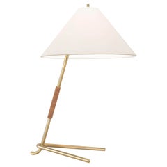 Kalmar 'Hase TL' Table Lamp of Brass & Leather
