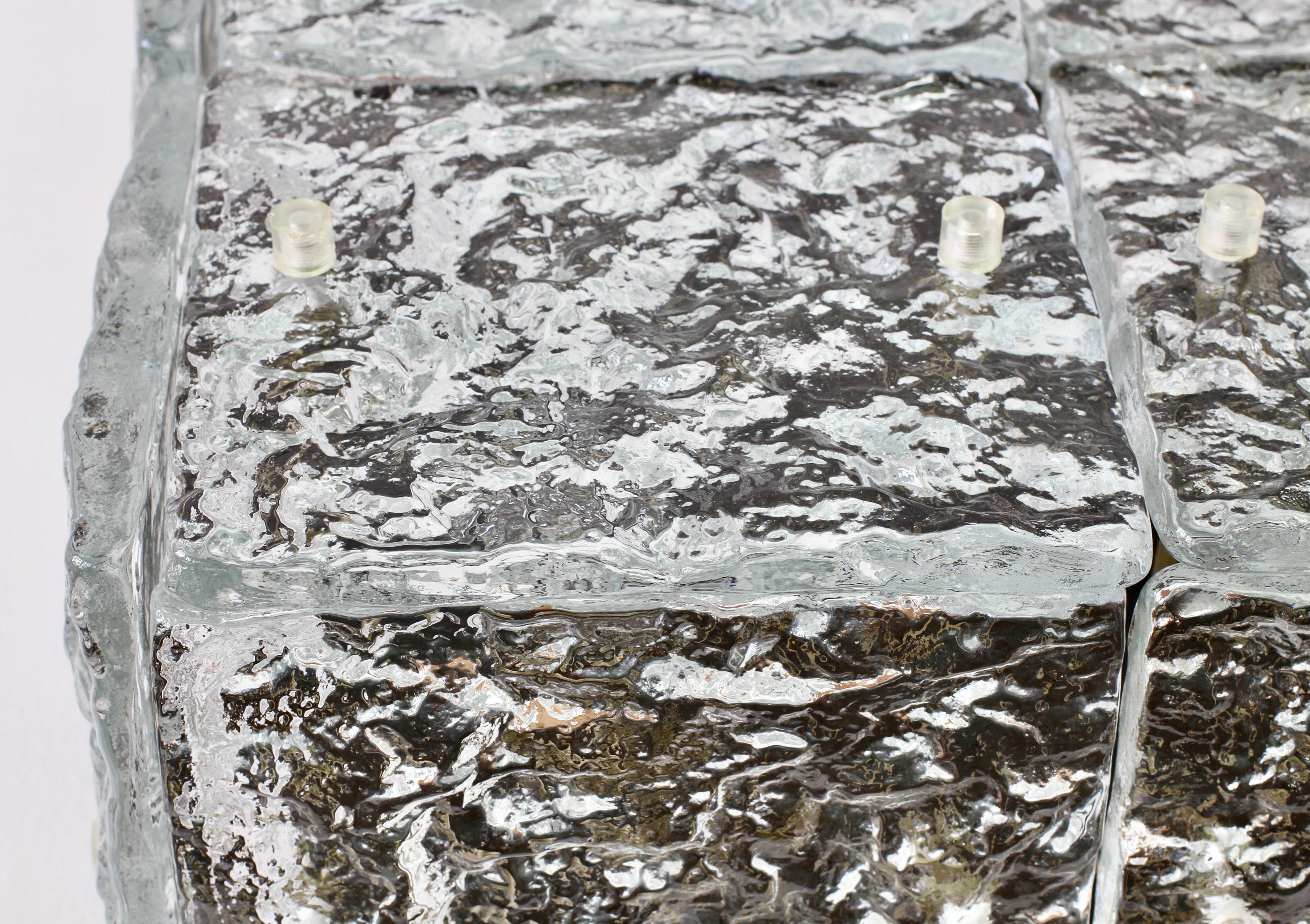 Grand plafonnier autrichien Kalmar en verre de cristal de glace, années 1960 en vente 9