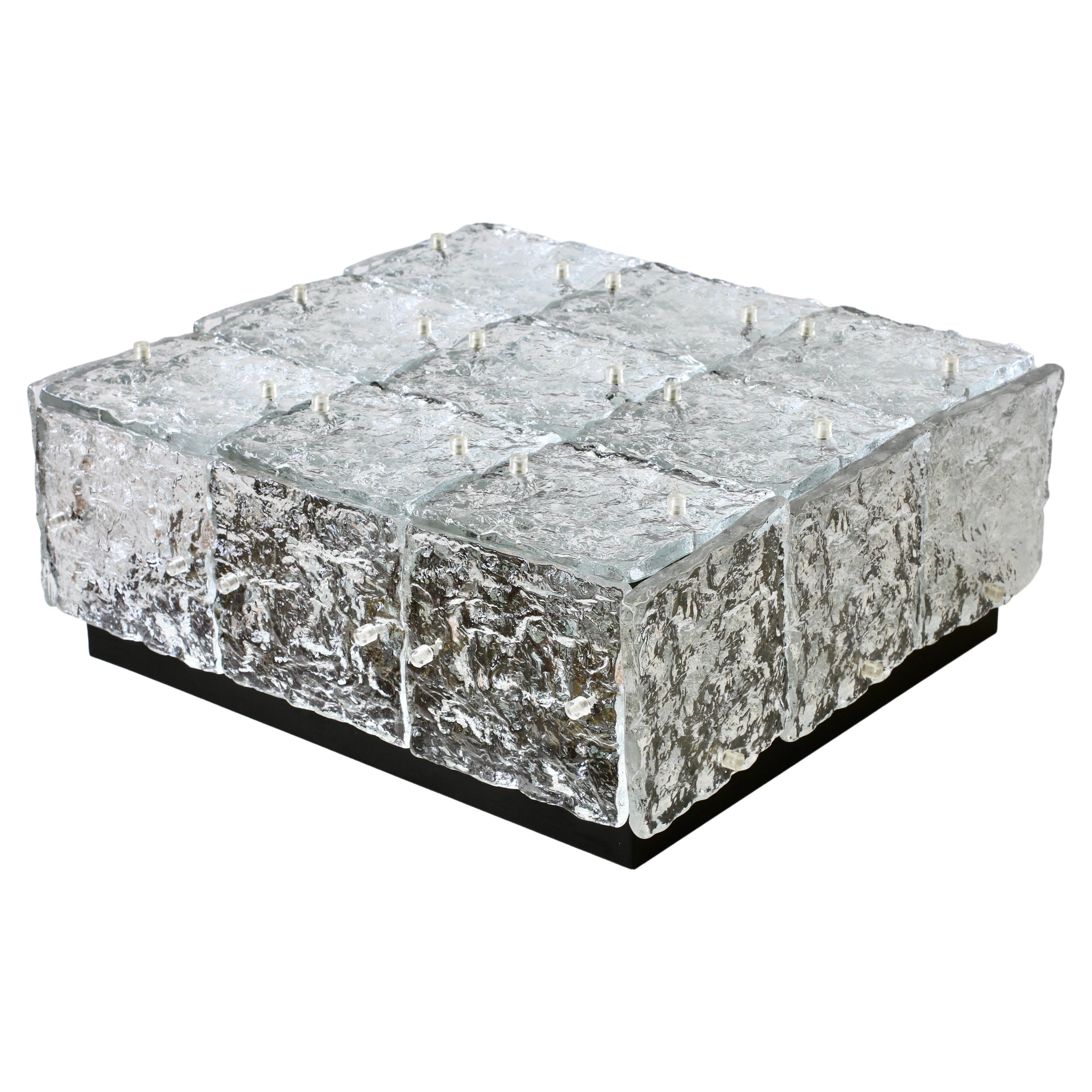 Grand plafonnier autrichien Kalmar en verre de cristal de glace, années 1960