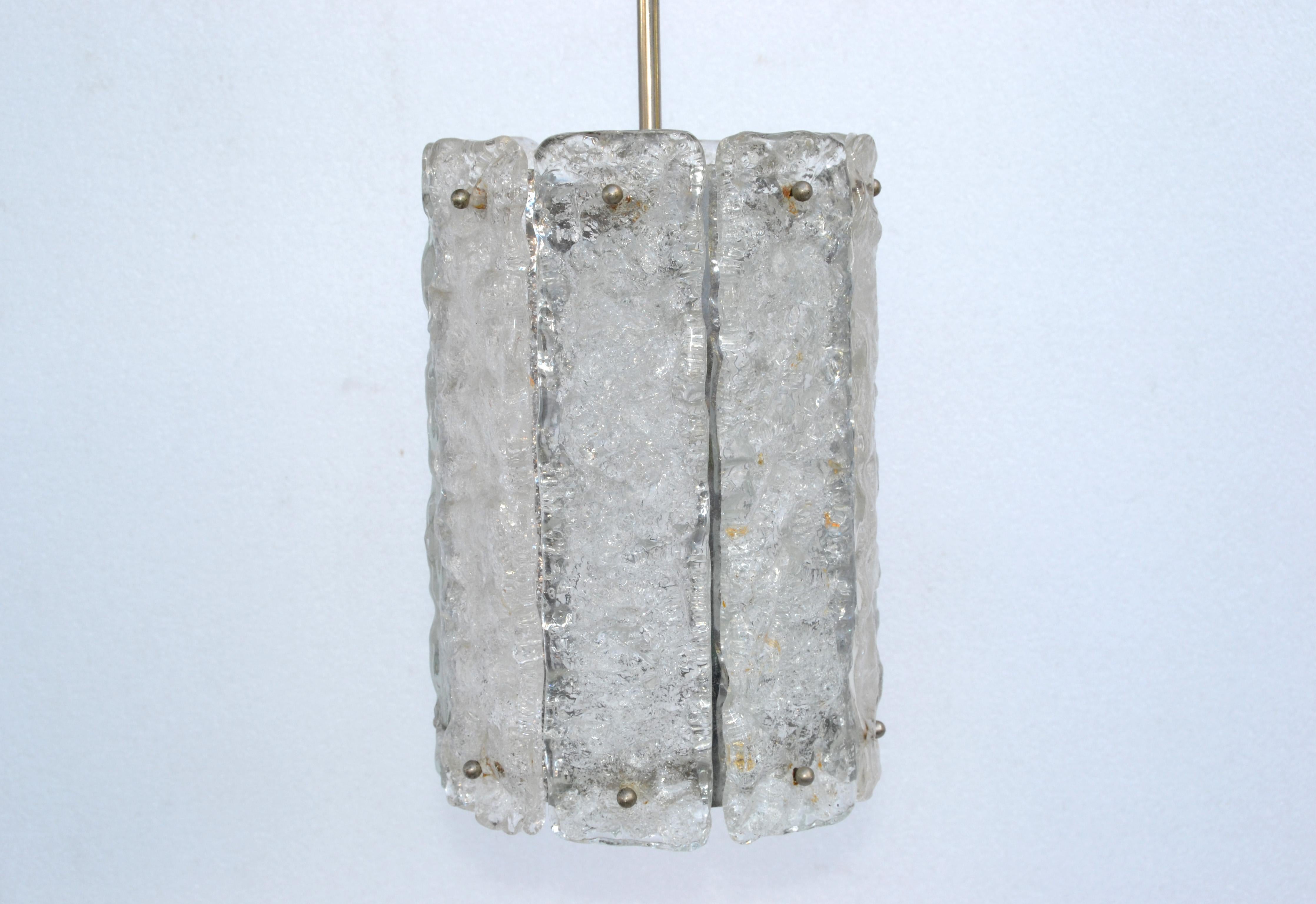 Kalmar Ice Chandelier Chrome & Crystal Glass Panels Mid-Century Modern Austria For Sale 1
