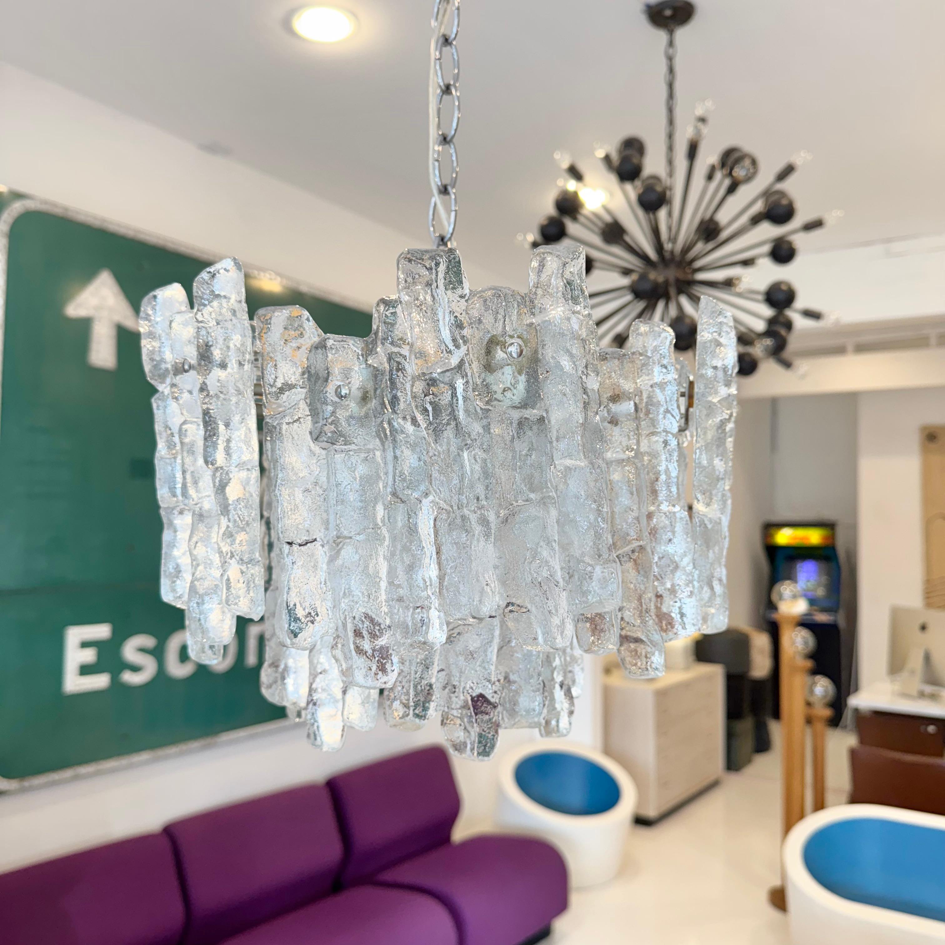 Lampadario in vetro ghiaccio Kalmar, 1960 Austria in vendita 7