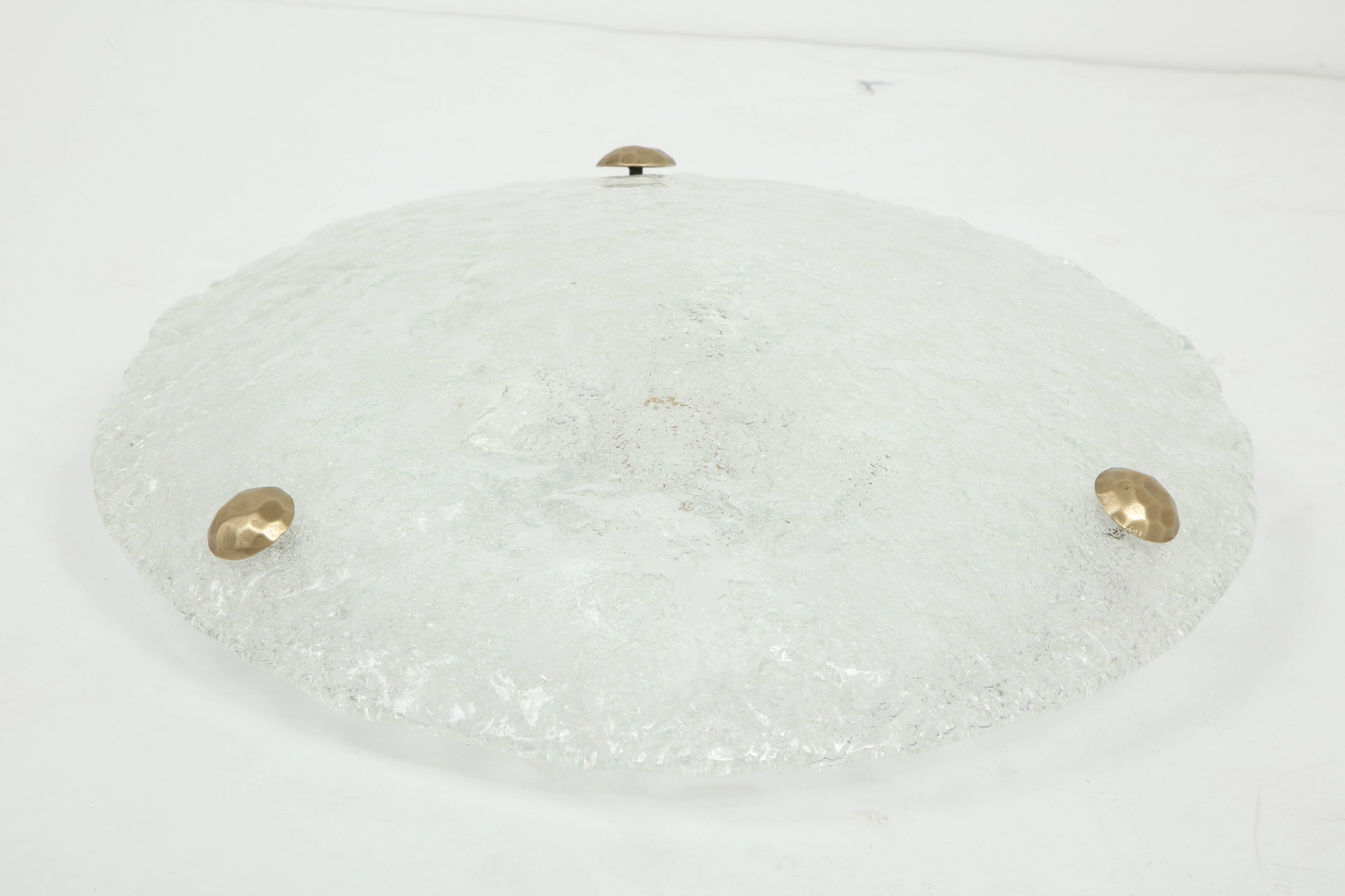 Brass Kalmar Ice Glass Disc Flushmount