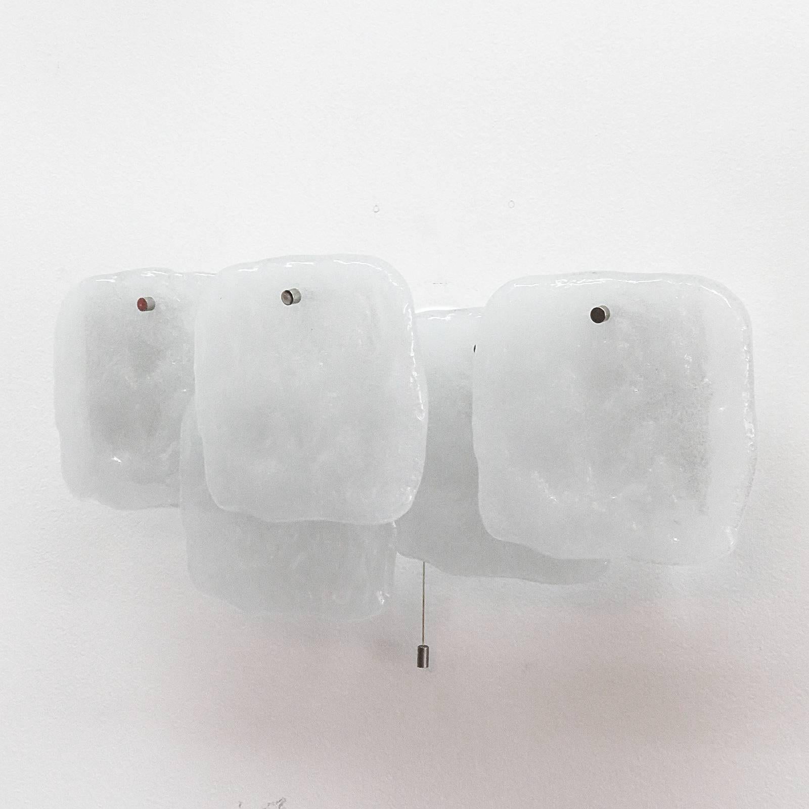 Mid-Century Modern Kalmar Ice Glass Panel Wall Lights, 1950s